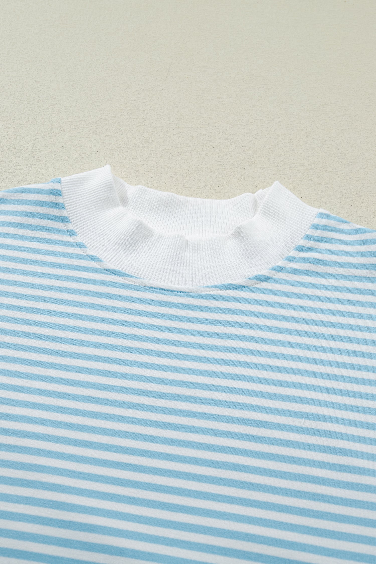 Sky Blue Stripe Casual 2pcs Short Set