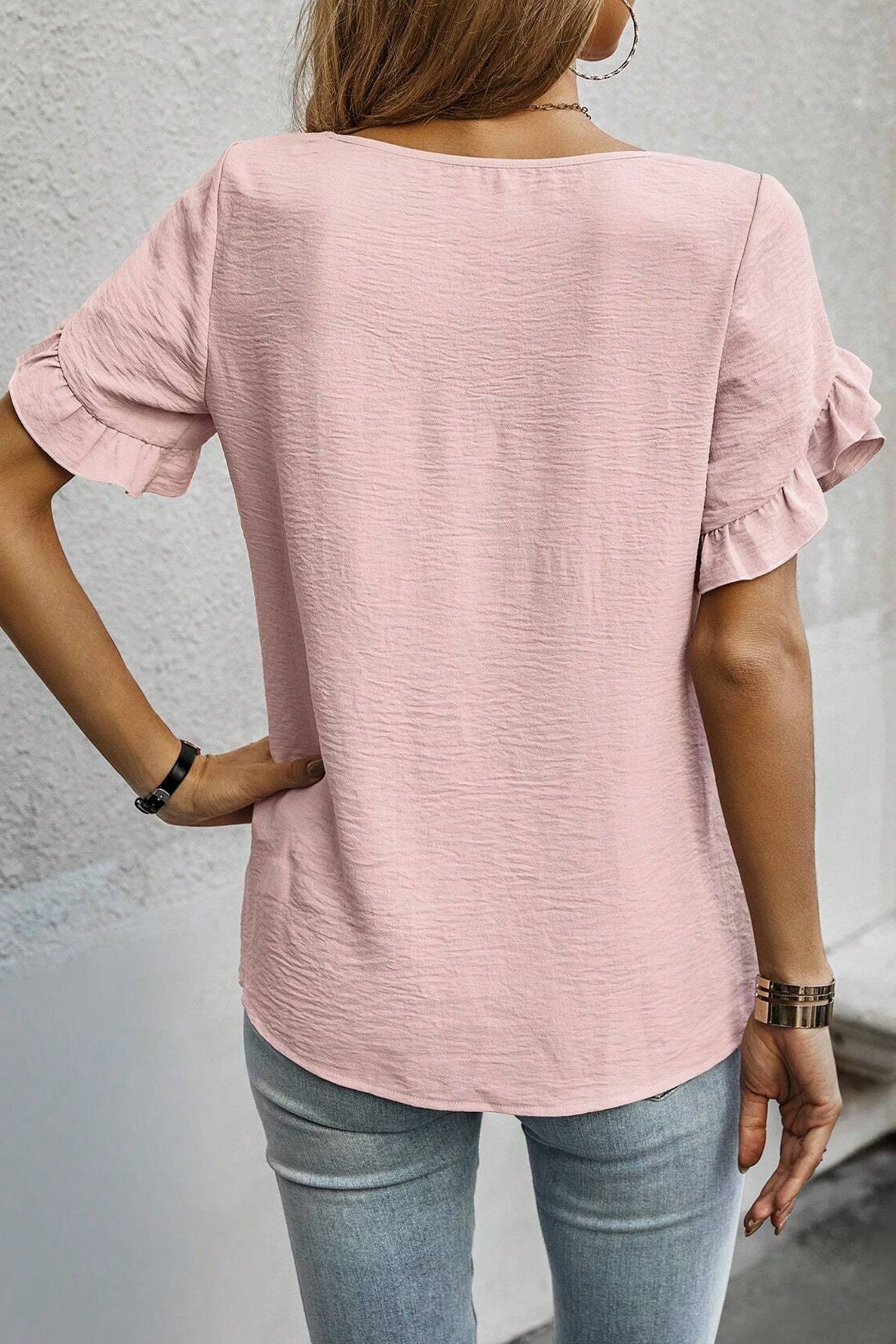 Light Pink Short Sleeve Blouse