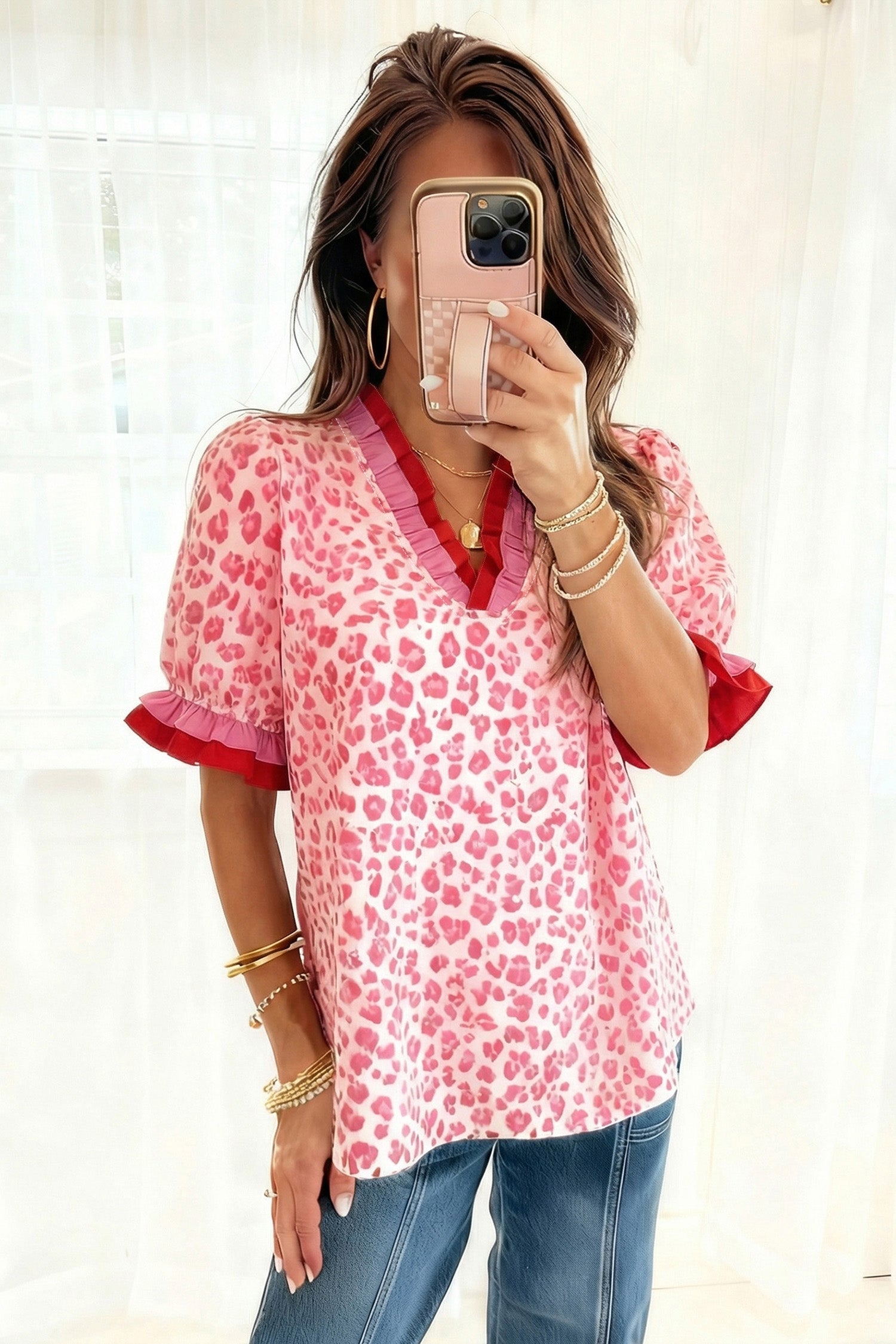 Rosé Wild Ruffle Blouse