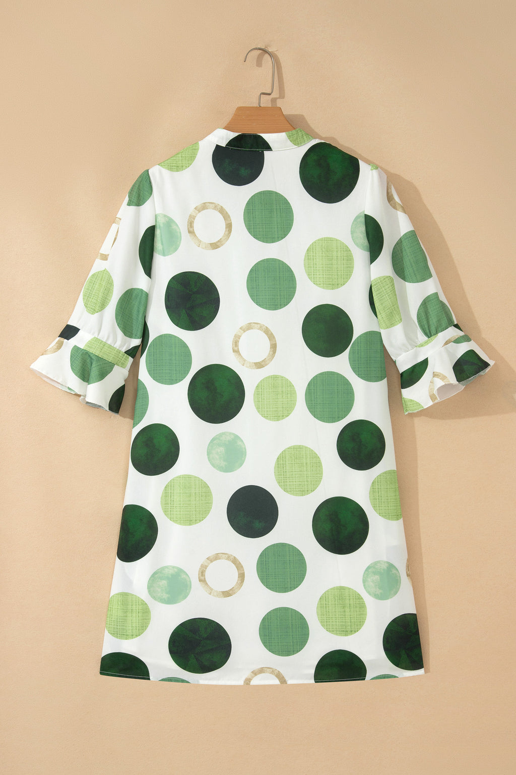 Blue Polka Dot Print Flounced Half Sleeve Casual Vacation Style Mini Dress
