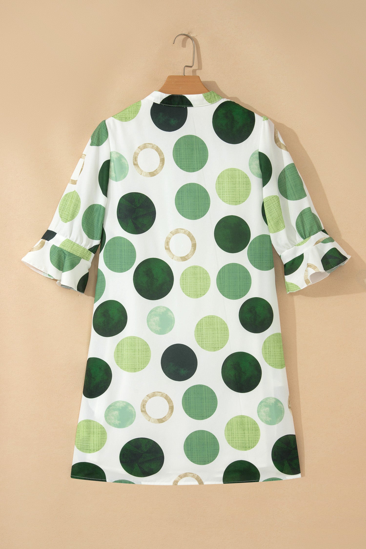 Blue Polka Dot Print Flounced Half Sleeve Casual Vacation Style Mini Dress