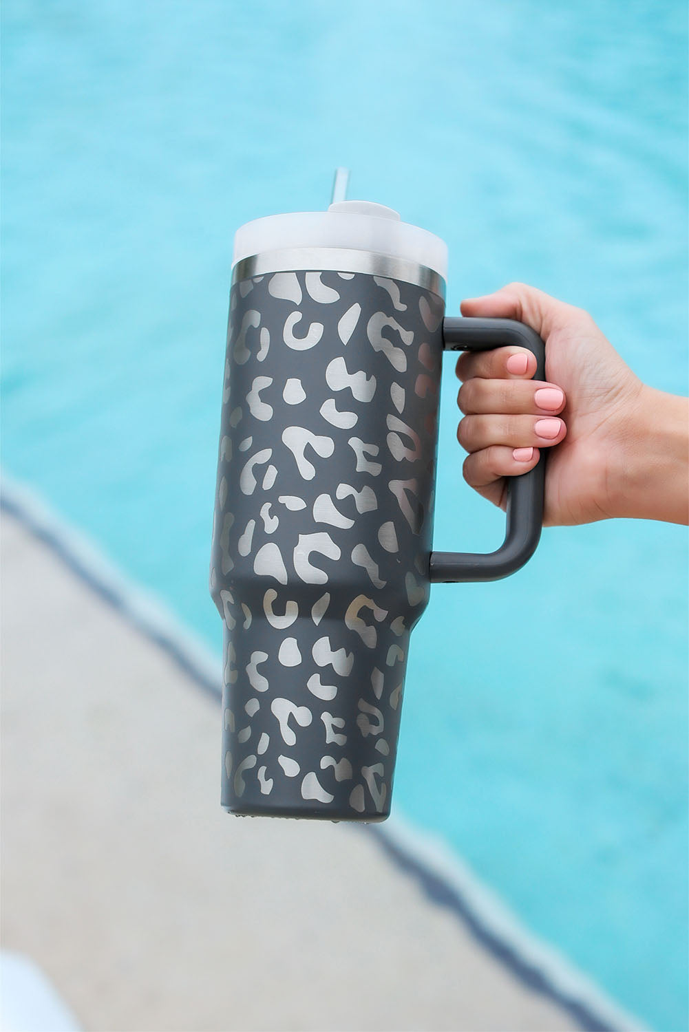 Gray Leopard Tumbler 40oz