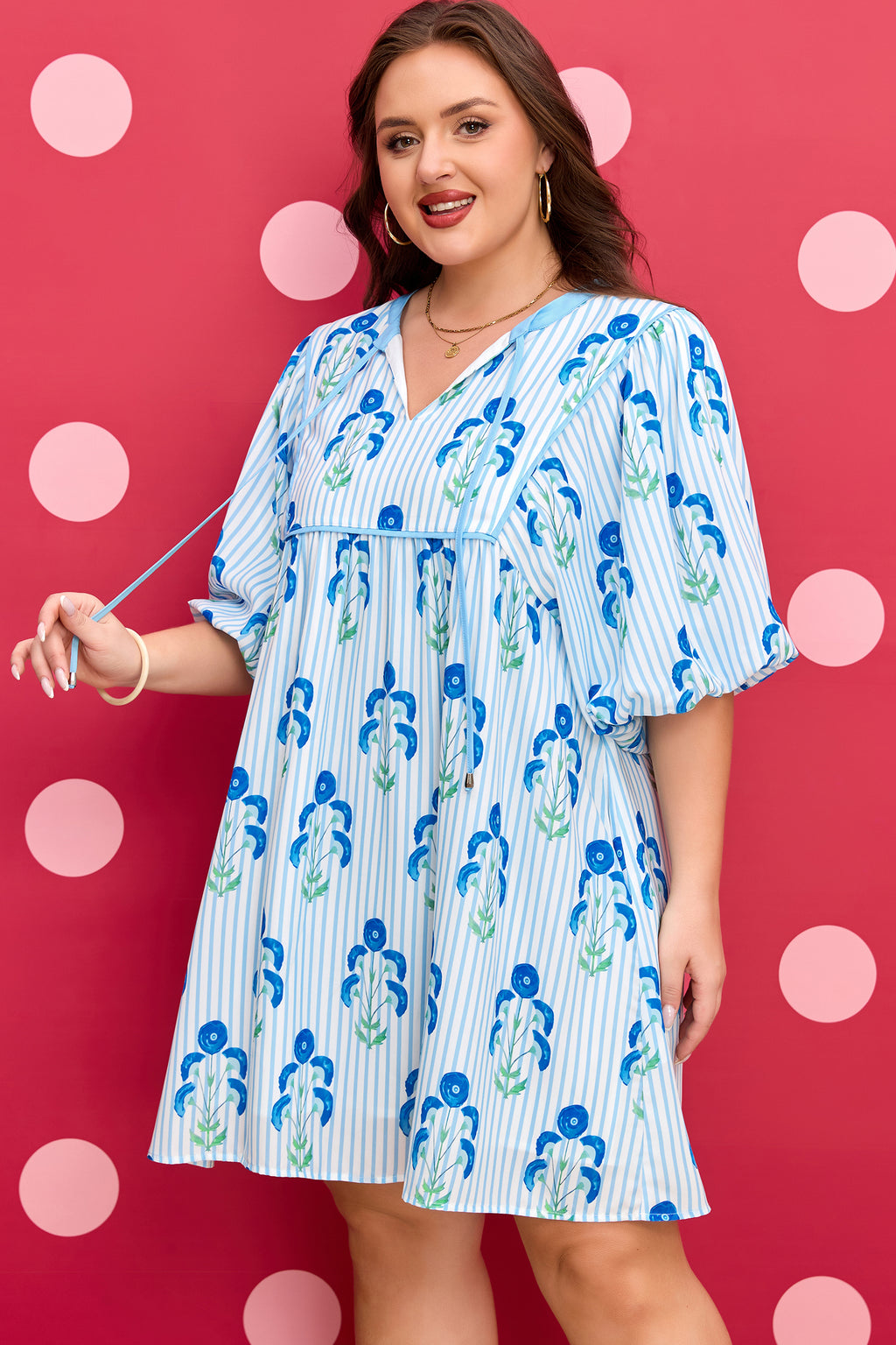Blooming Floral Striped Dress