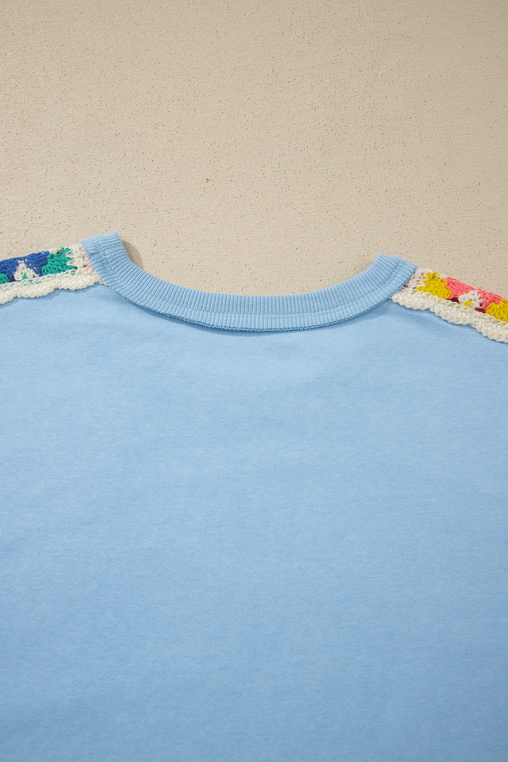 Mist Blue Granny Square Crochet Detail Short 2pcs Set