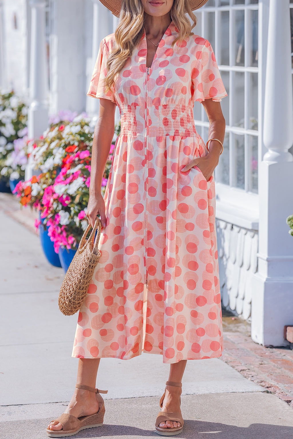 Pink Polka Dot Long Dress