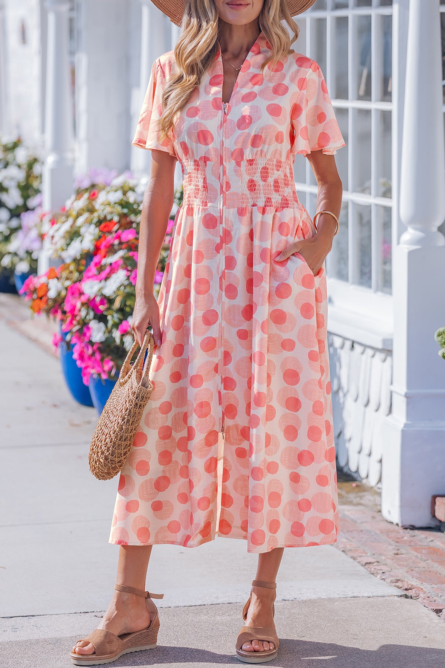 Pink Polka Dot Long Dress