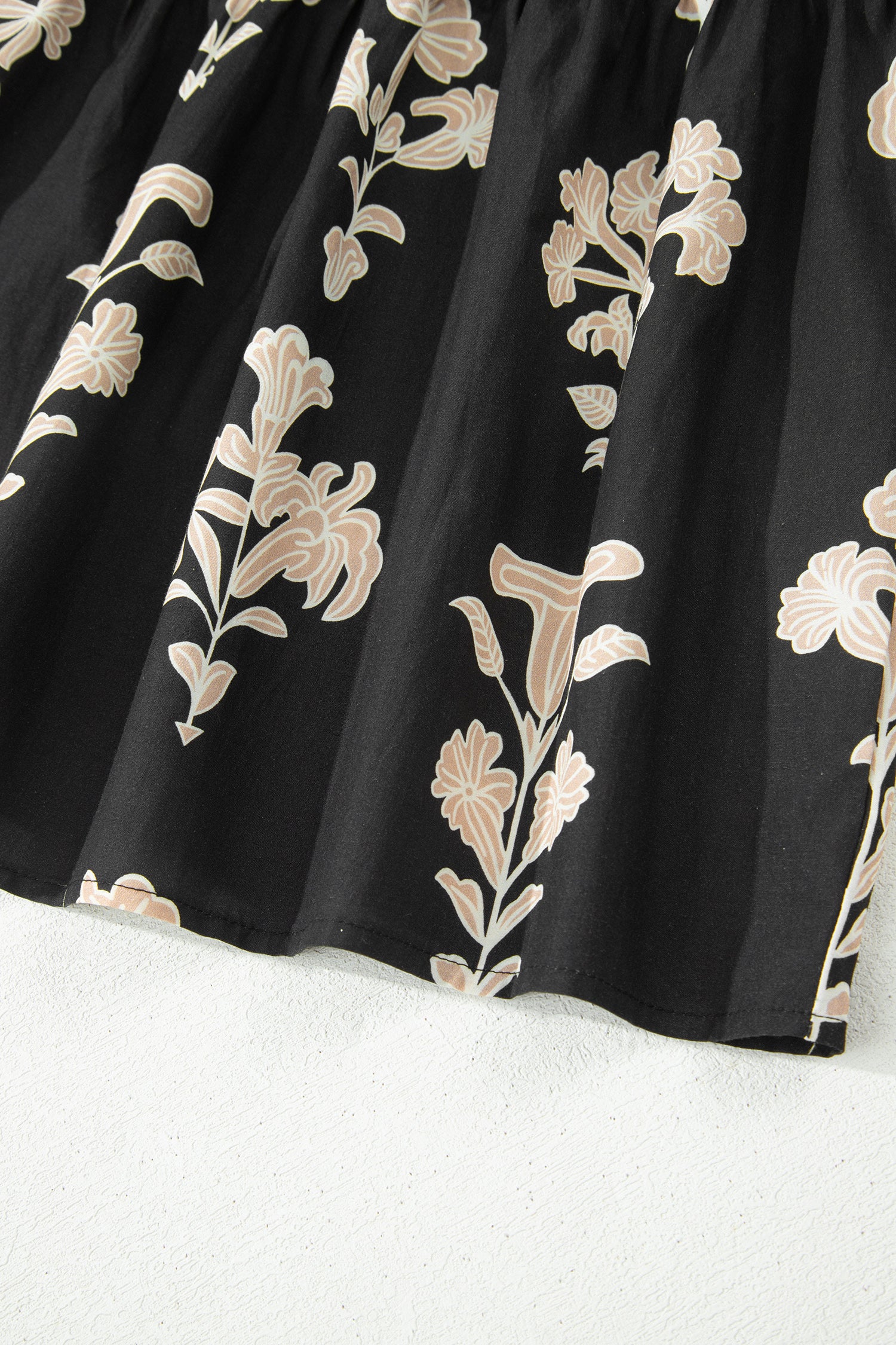 Black Frilled Floral Mini Dress