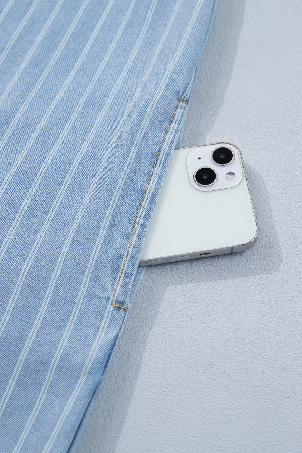 Sky Blue Stripe Denim Mini Dress