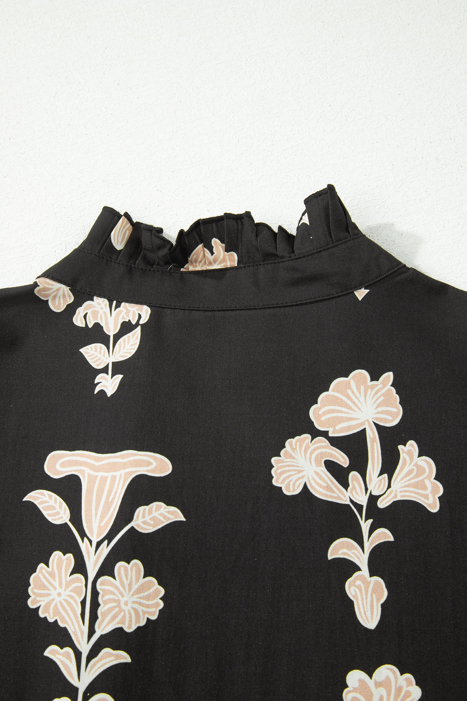 Black Frilled Floral Mini Dress