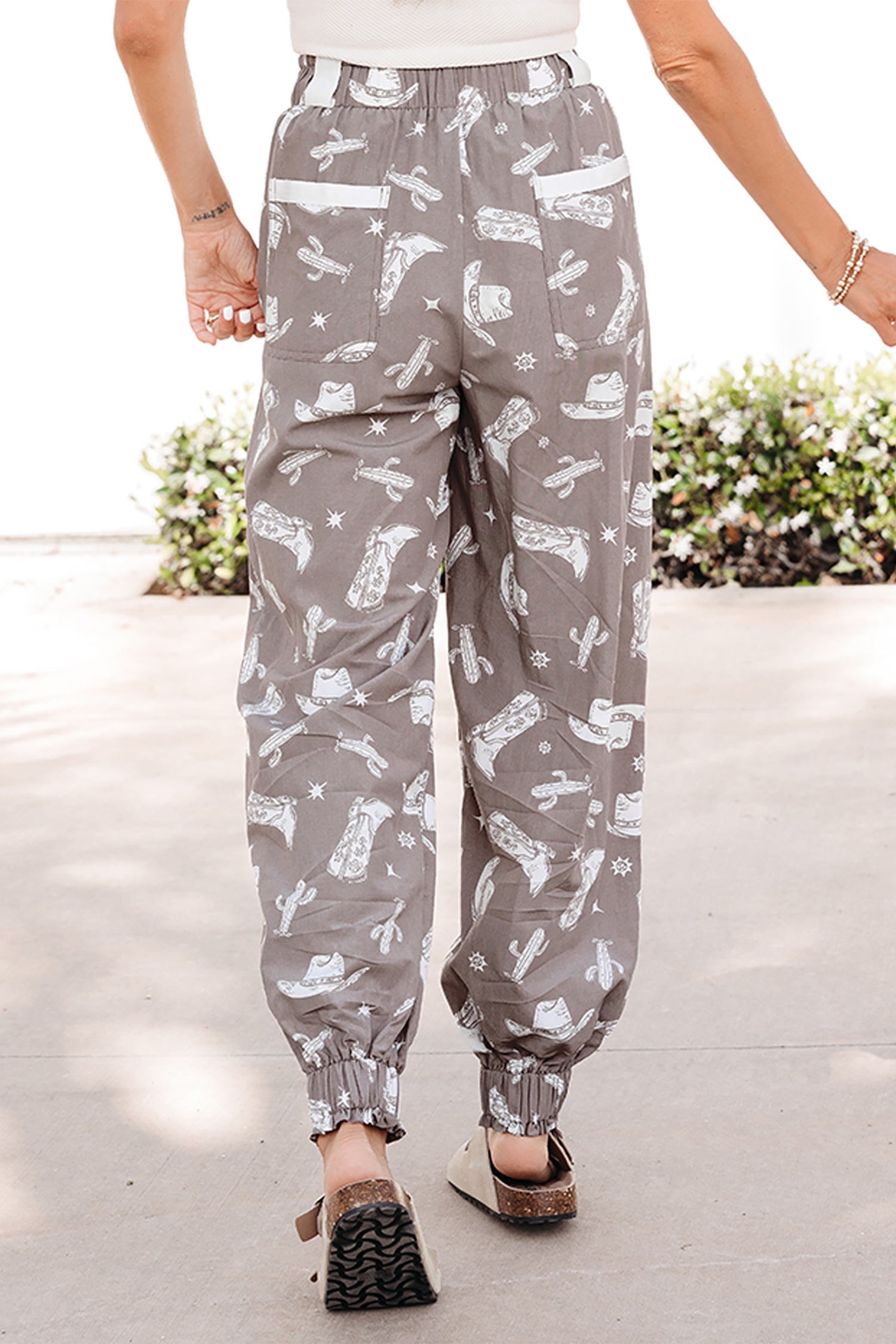 Khaki Western Cactus Cowgirl Jogger Pants