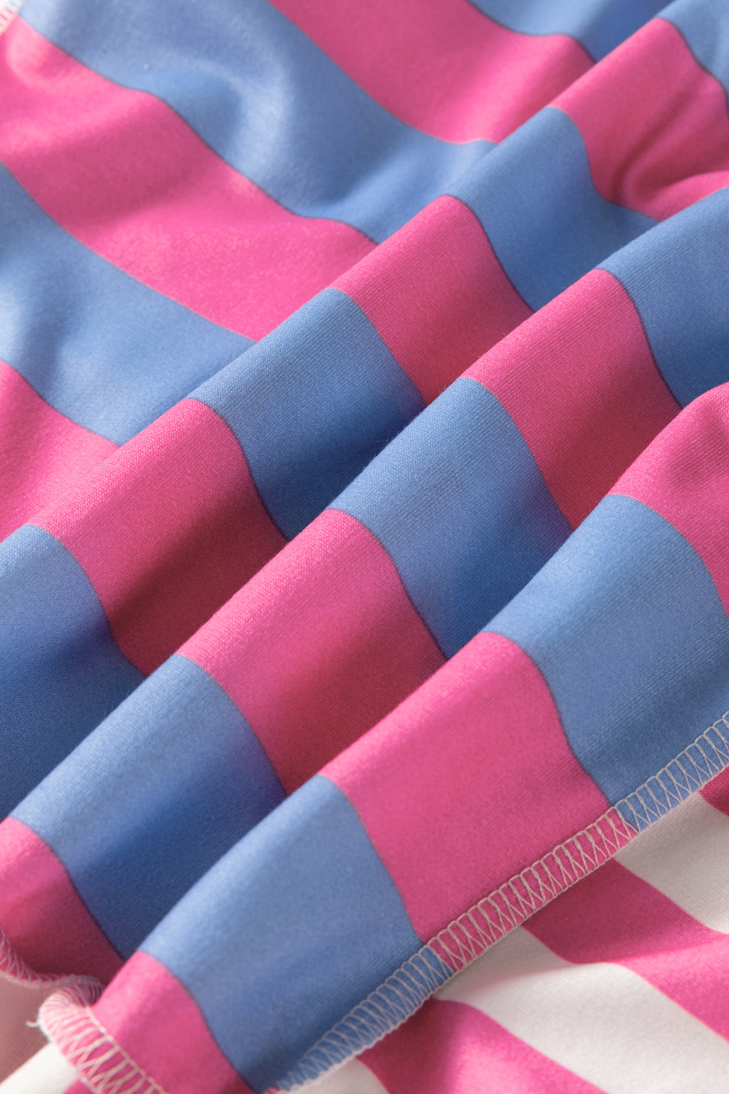 Pink Stripe Exposed Seam Contrast Patchwork Oversized Top