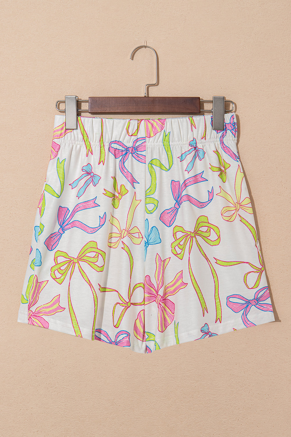 White Cheerful Bow Shorts