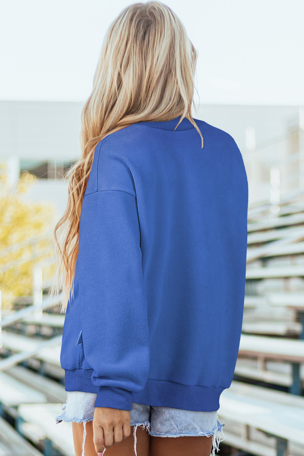 Red Dahlia Oversize Drop Shoulder Reversible Mock Neck Sweatshirt