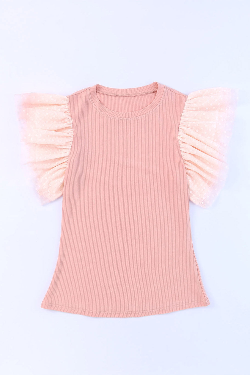 Blush Ruffle Mesh Knit Top
