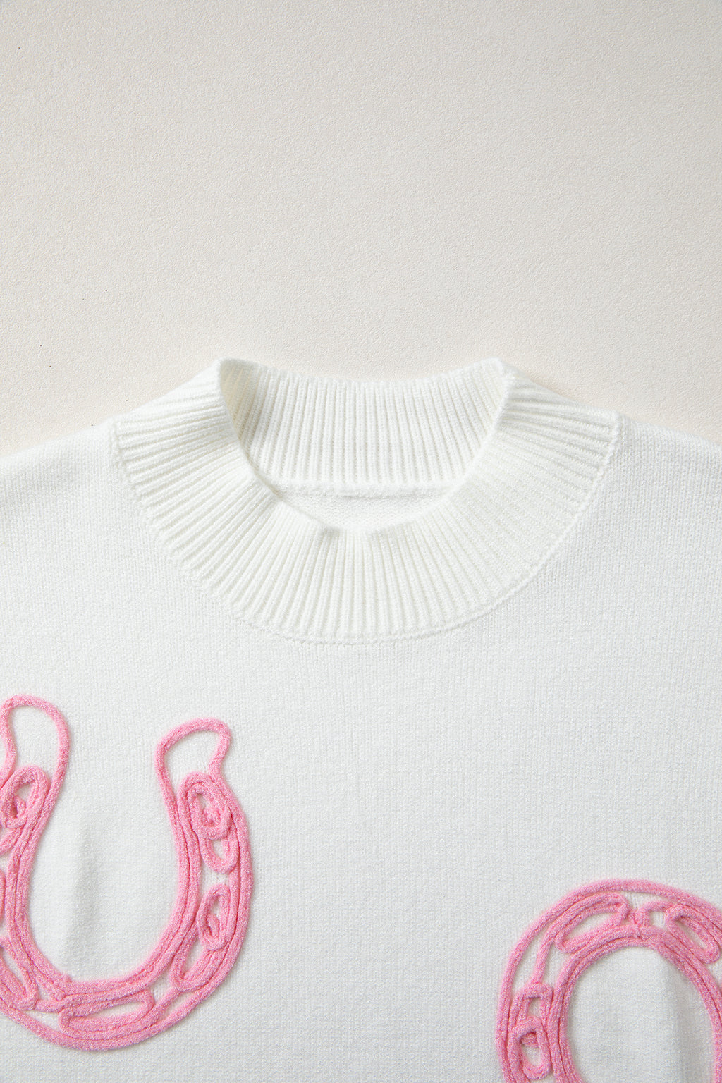 White Corded Horseshoes Sweater