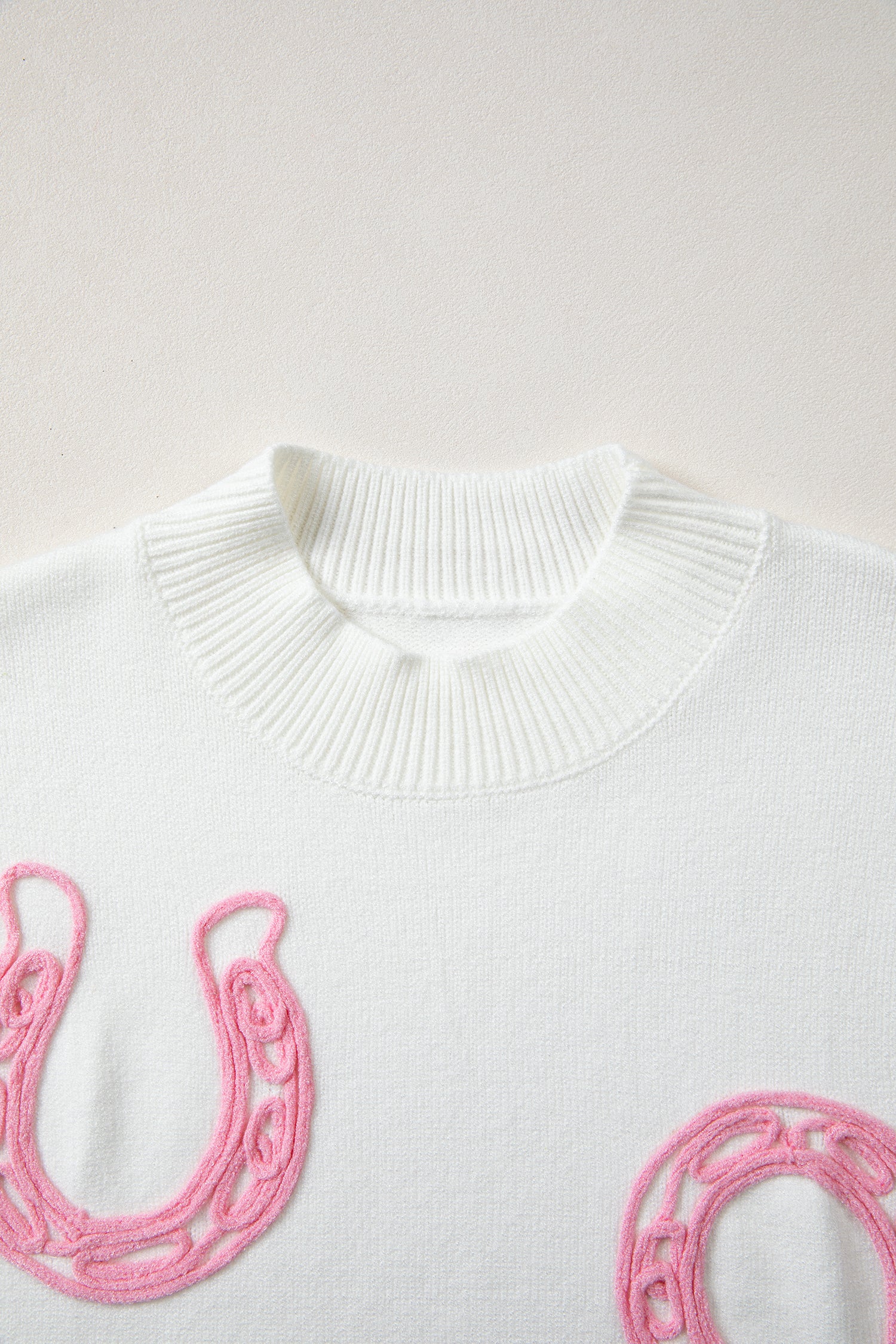 White Corded Horseshoes Sweater