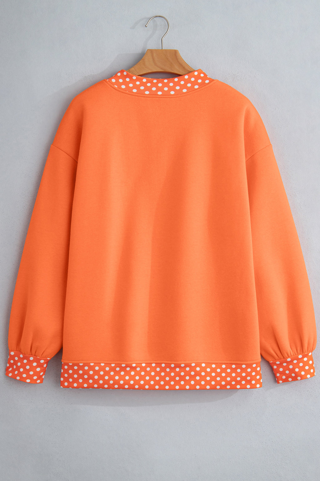 Orange Colorblock Polka Dot Contrast Trim Oversized Sweatshirt
