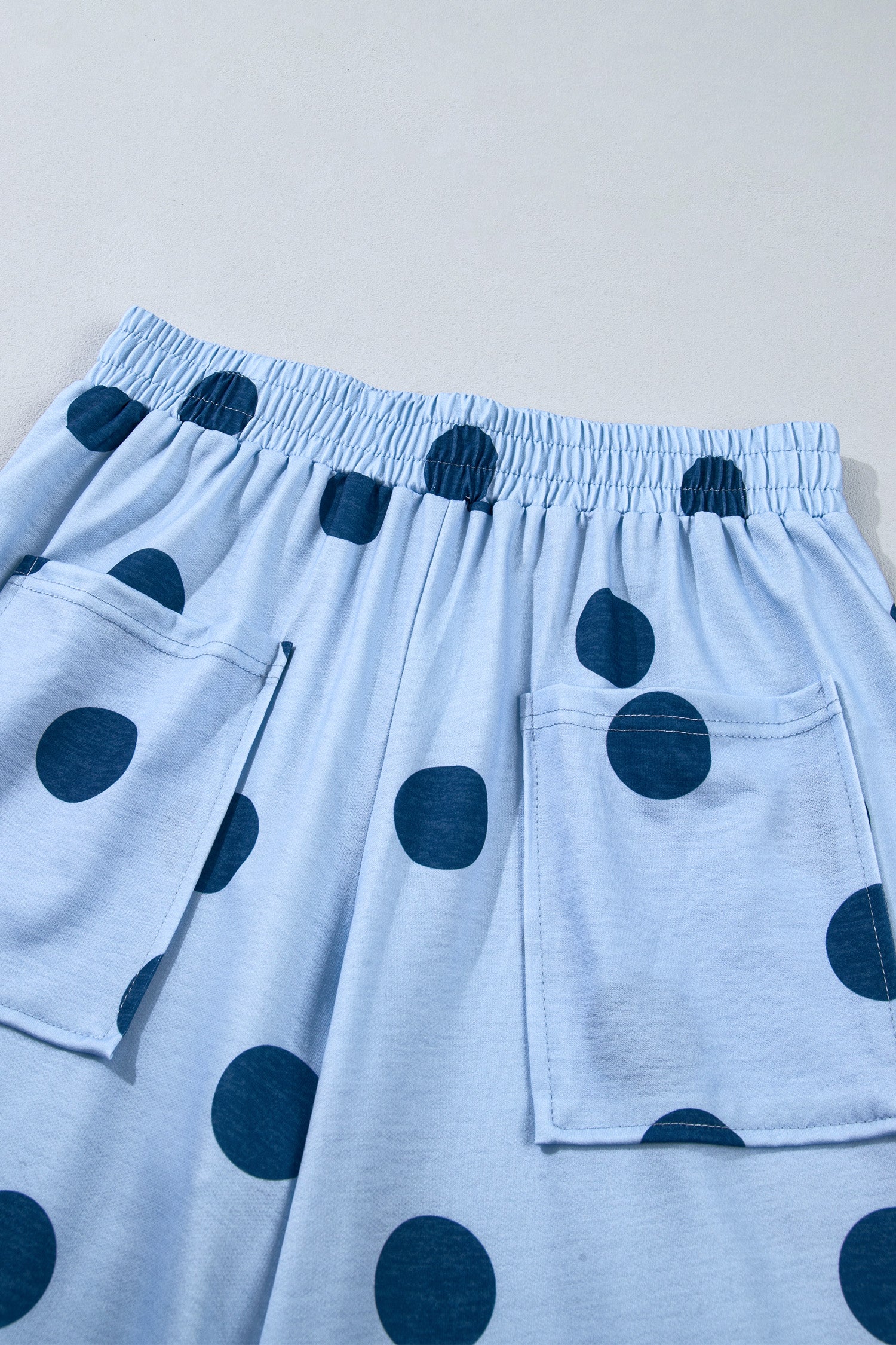Brown Polka Dot Wide Leg Elastic Waist Casual Pants