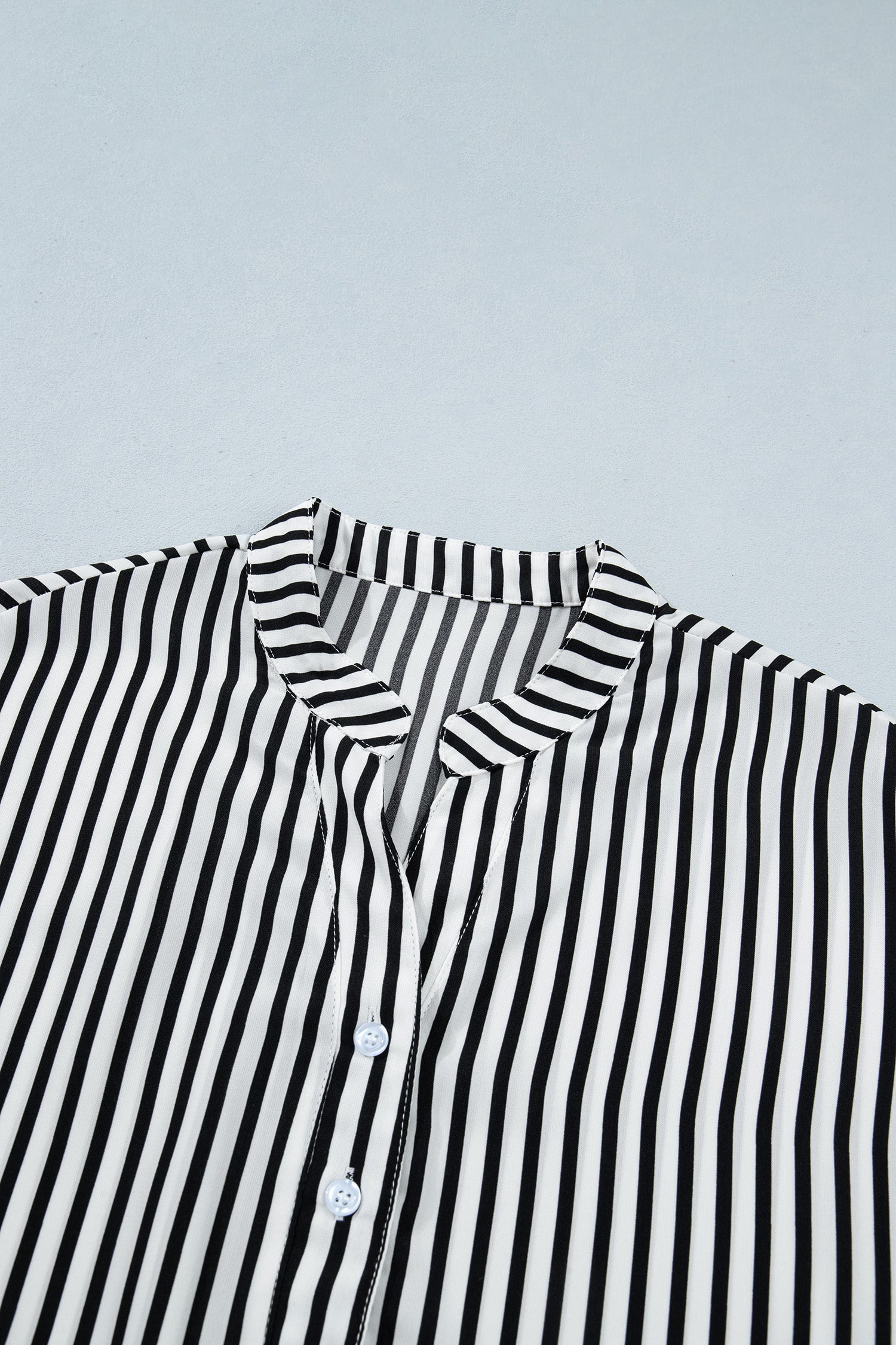 Black Striped Half Sleeve Button-Up Shirt