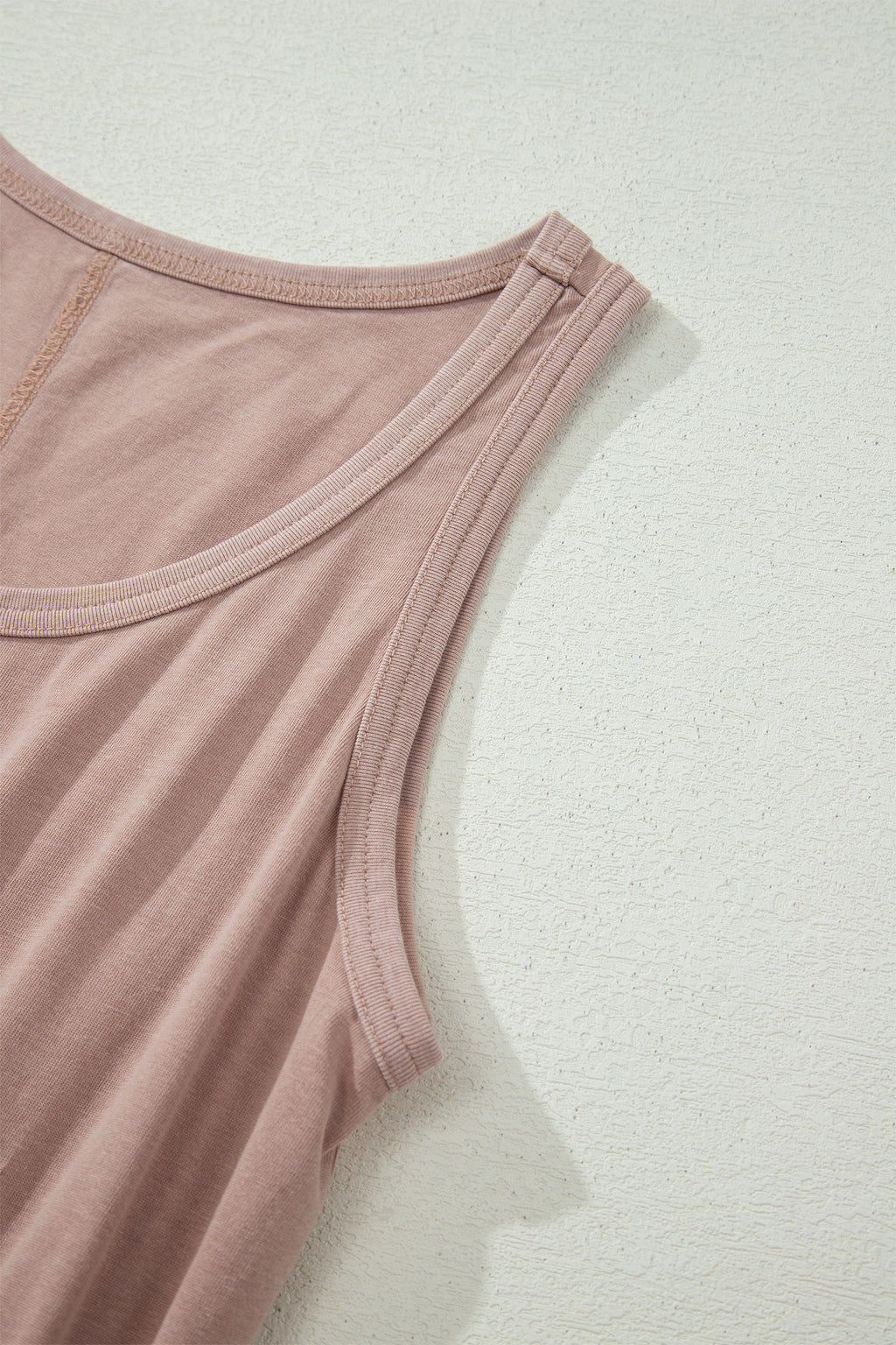 Smoke Gray Mineral Wash U Neck Elastic Waist Sleeveless Mini Dress