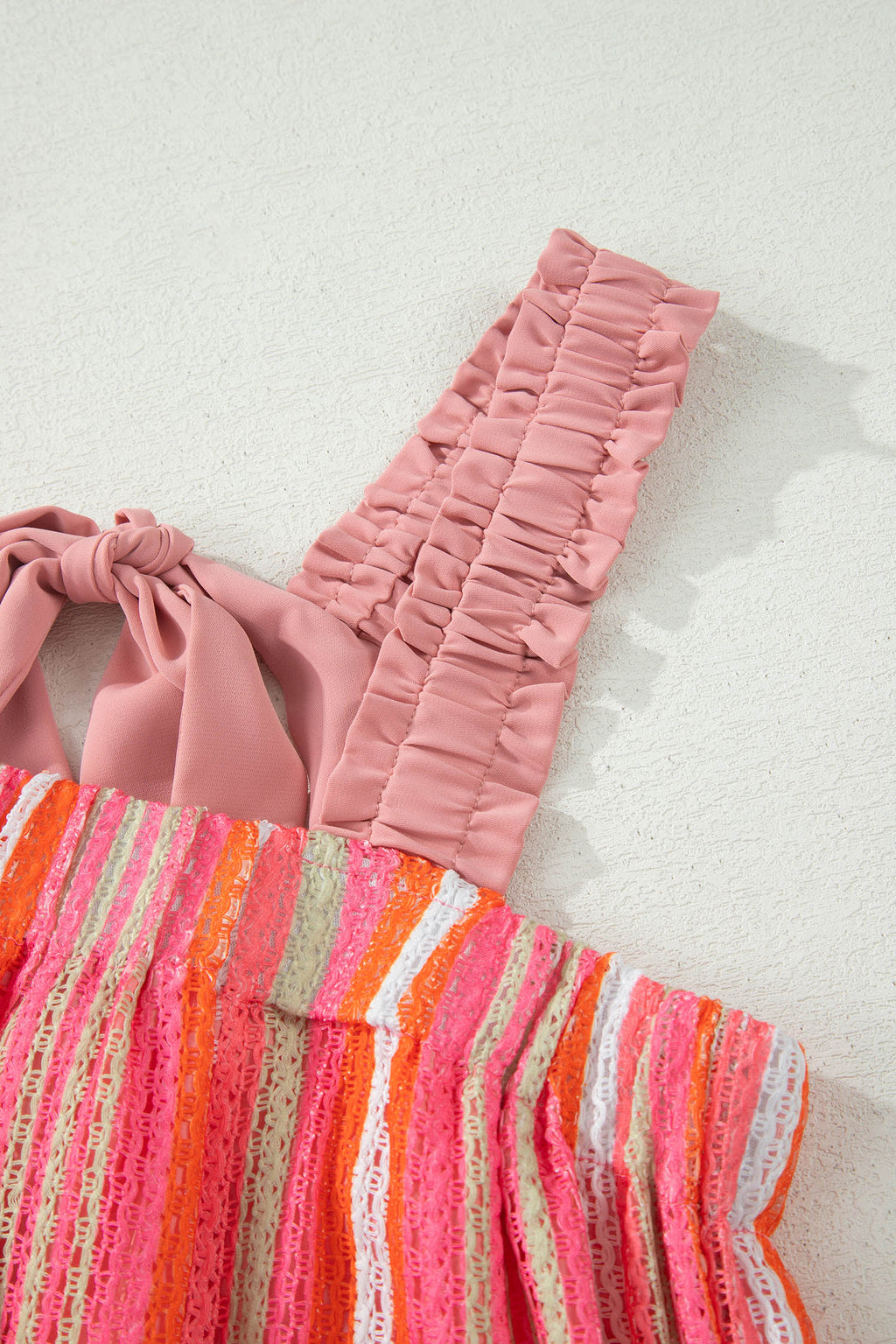 Pink Stripe Ruffled Vacation Maxi Dress