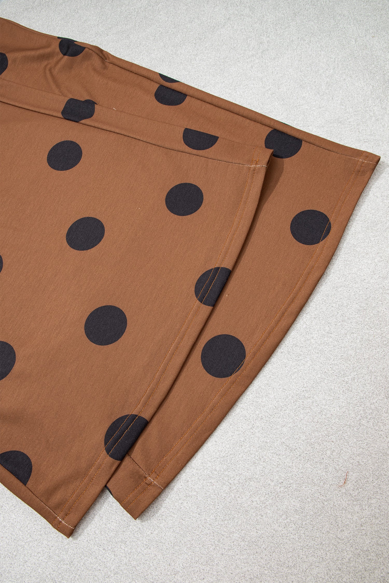 Brown Polka Dot Wide Leg Elastic Waist Casual Pants