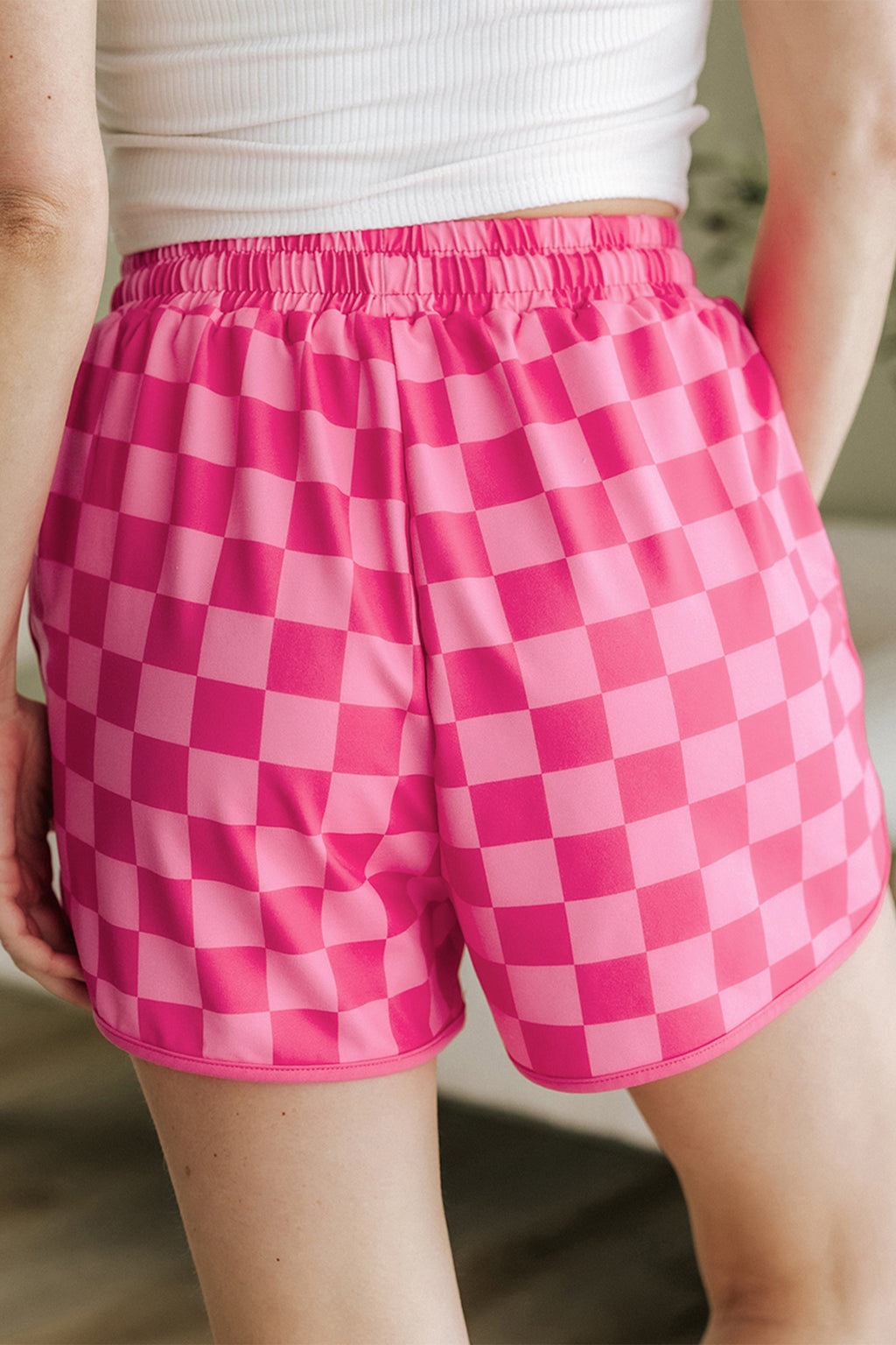 Rose Checkered Casual Shorts