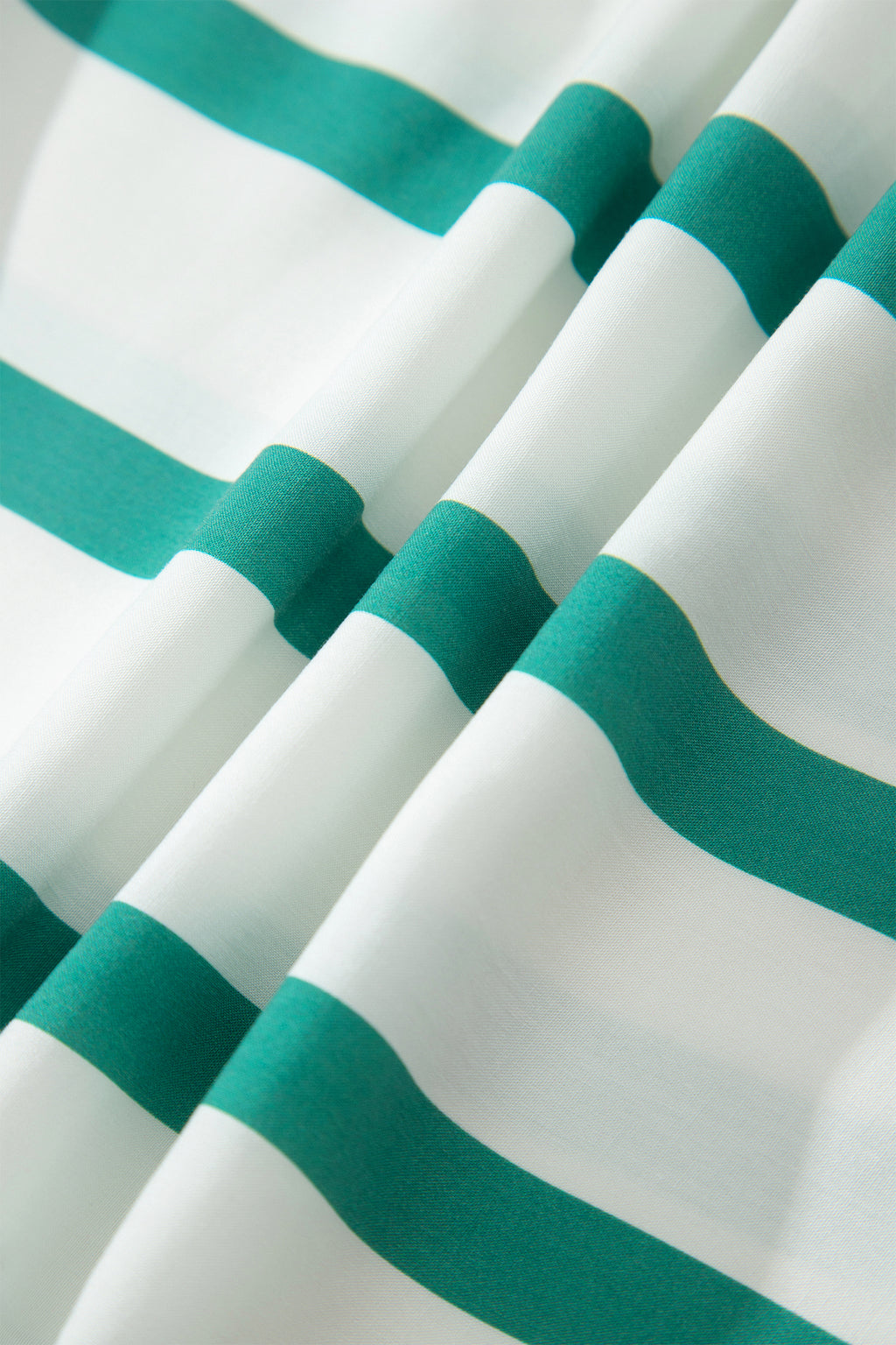 Green Stripe Ricrac Trim Notched Neck Half Sleeve Vacation Dress