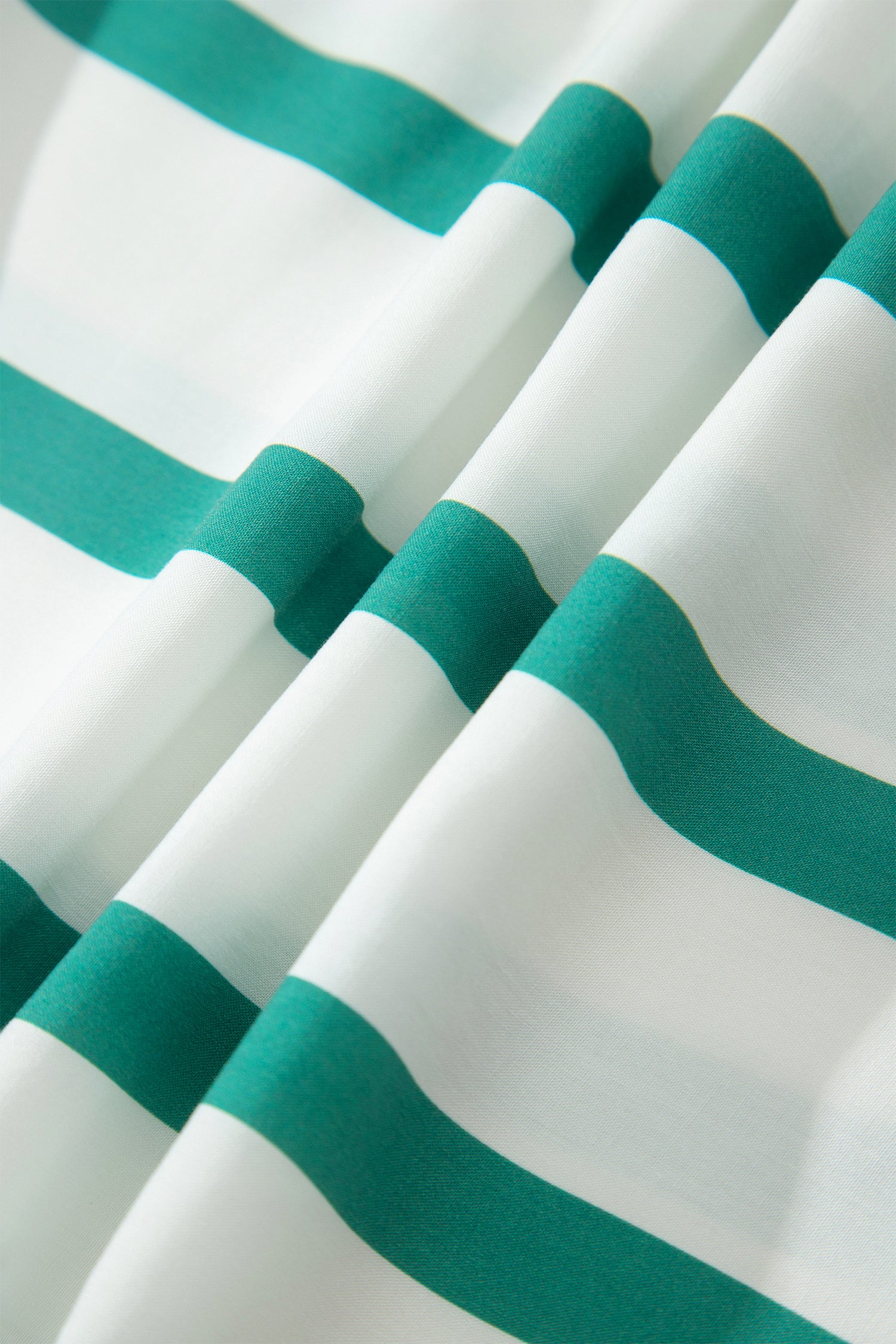 Green Stripe Ricrac Trim Notched Neck Half Sleeve Vacation Dress
