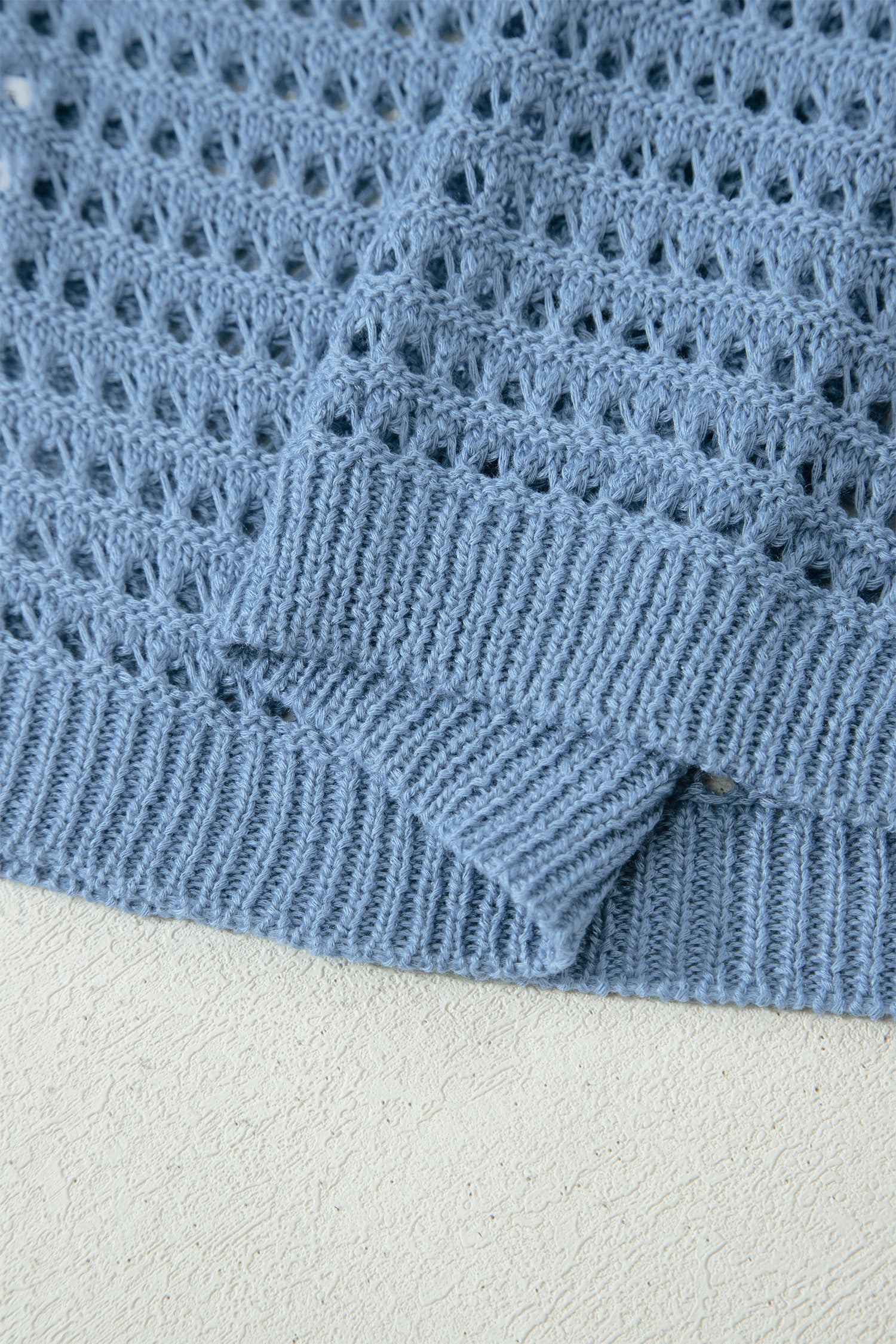 Myosotis Long Sleeve Crochet Knit Sweater Round Neck Loose Fit Casual Pullover