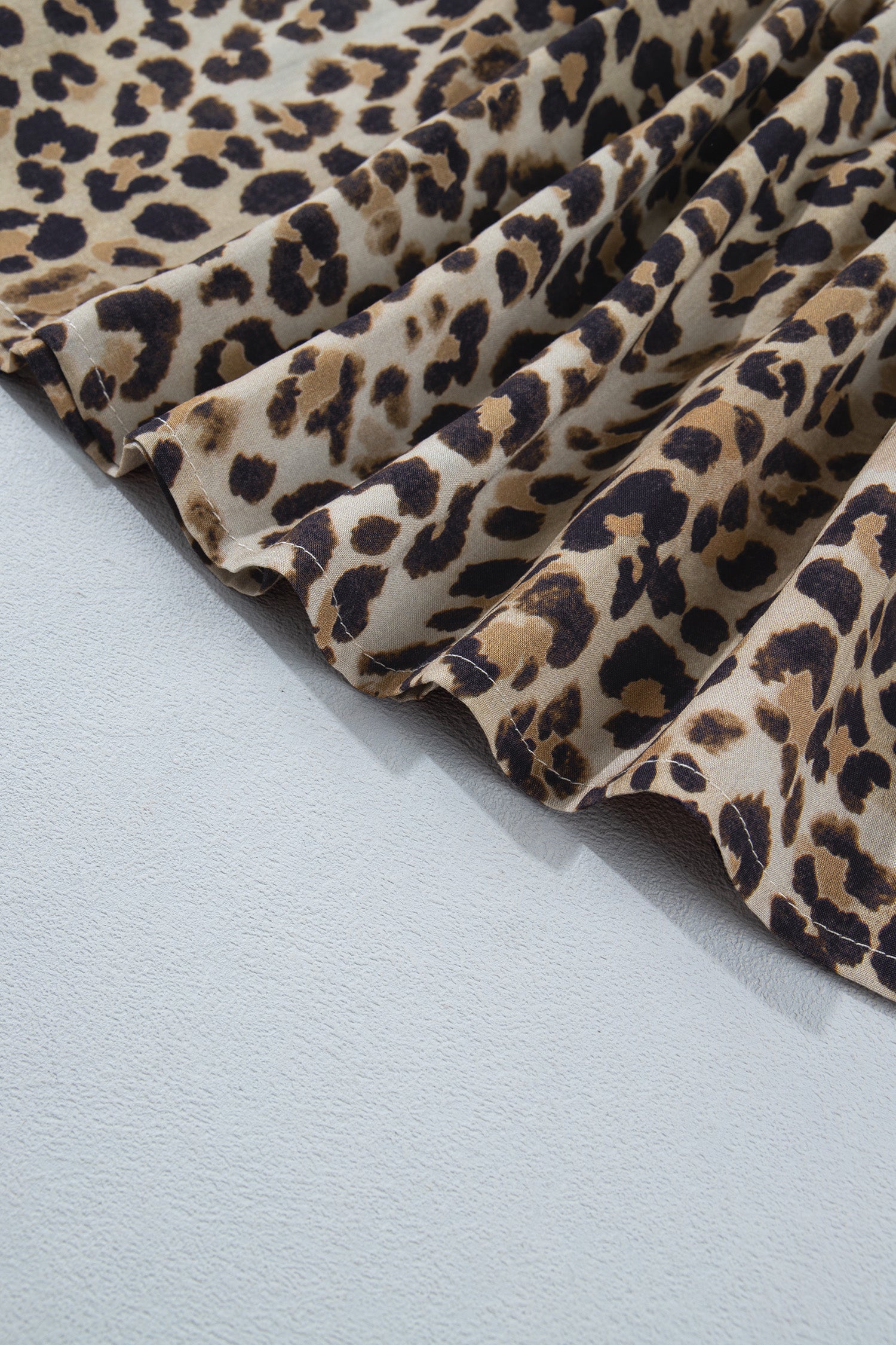 Multicolour Leopard Spaghetti Straps Shirred Ruffle Tank Top
