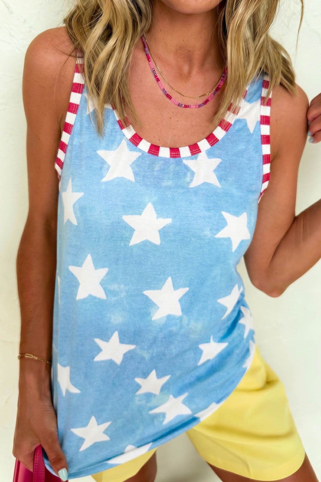 Sky Blue Tie Dye Star Tank Top