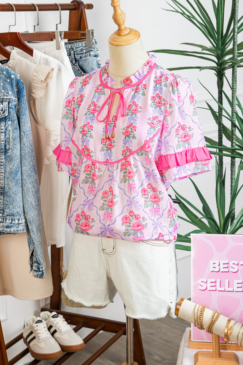 Blooming Floral Bow Blouse