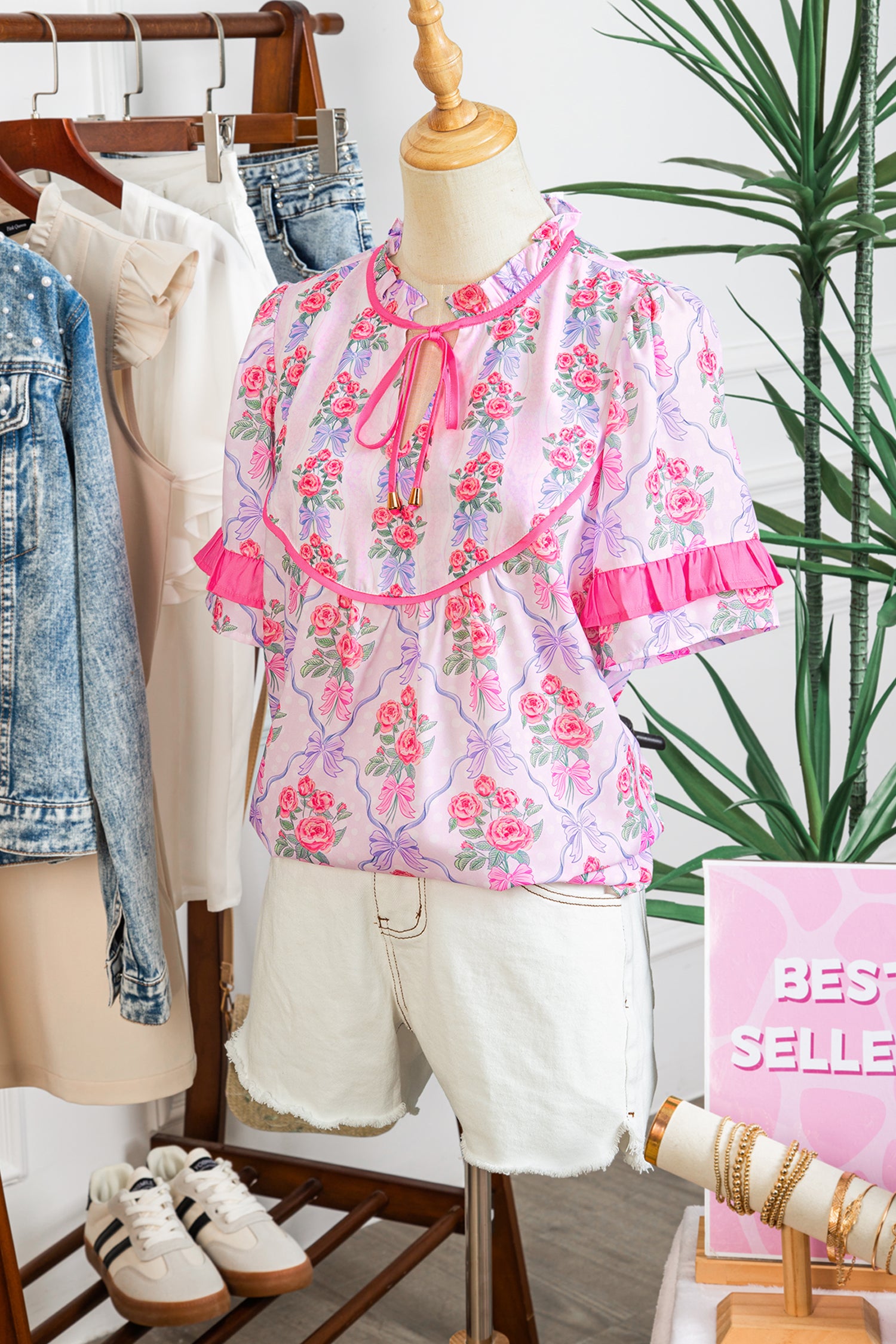 Blooming Floral Bow Blouse