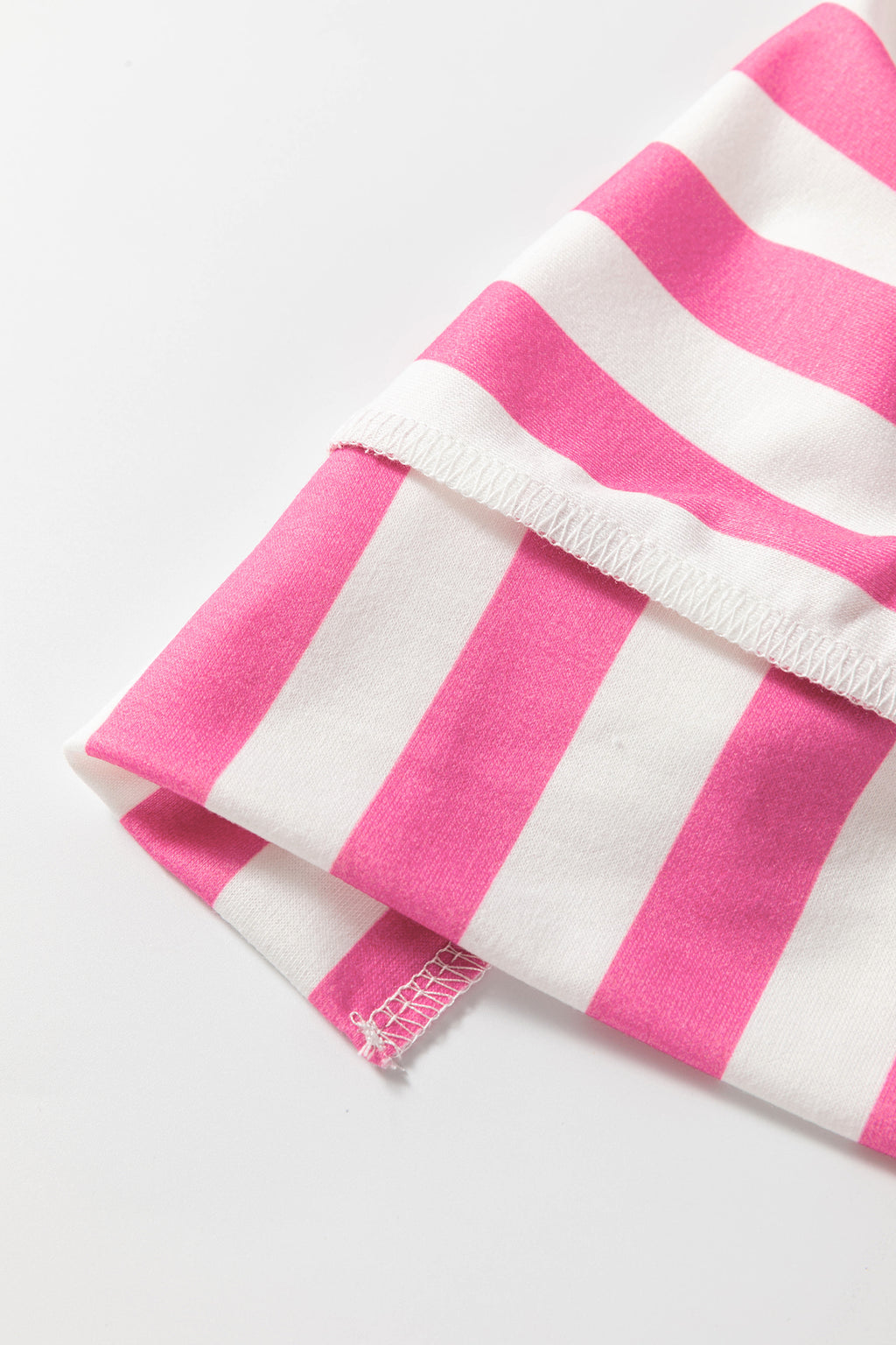 Pink Stripe Exposed Seam Contrast Patchwork Oversized Top