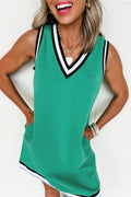 V Neck Shift Sleeveless Mini Dress