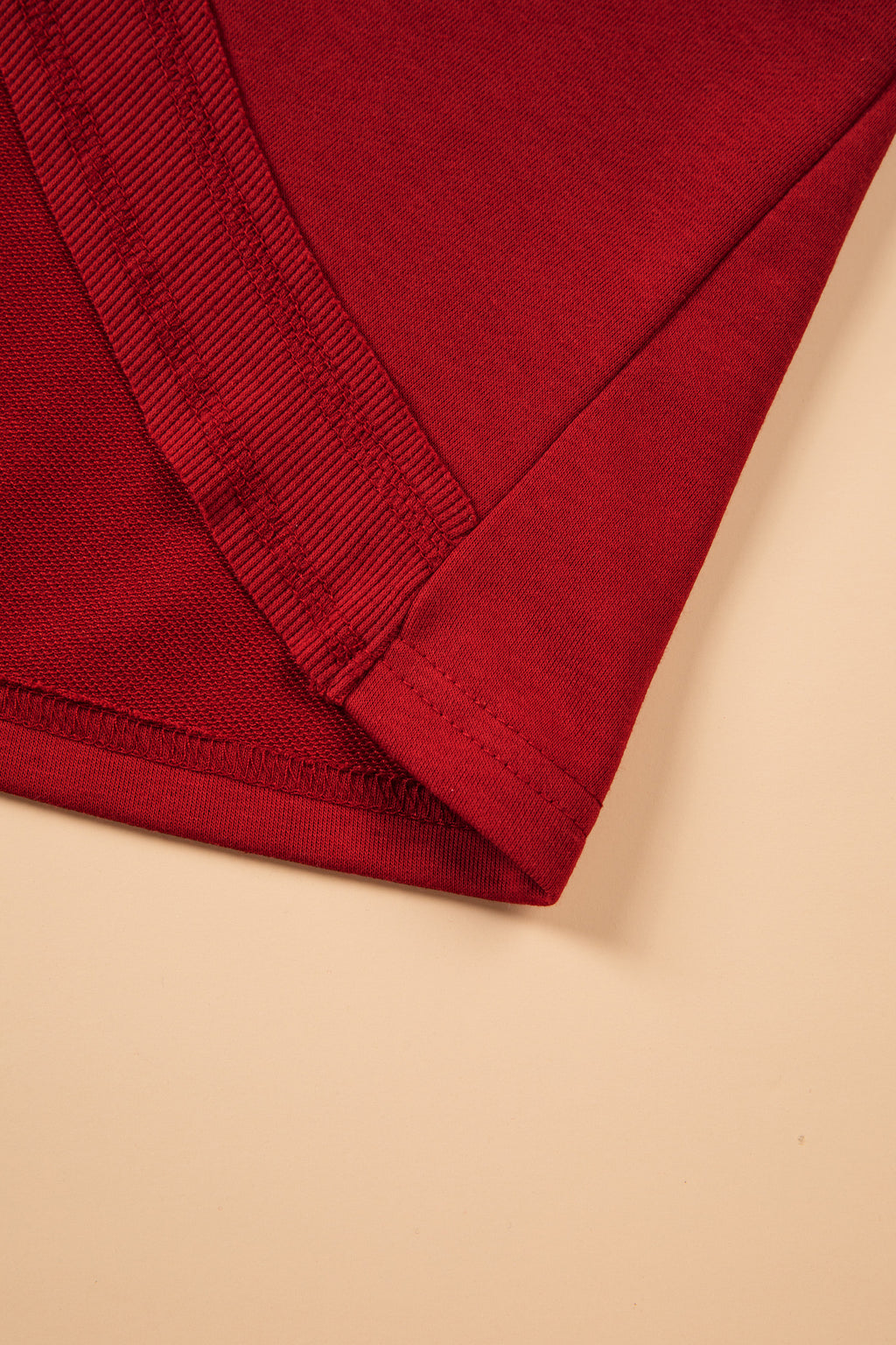 Racing Red Ribbed Detail Drop Shoulder Cutout Back Sweatshirt