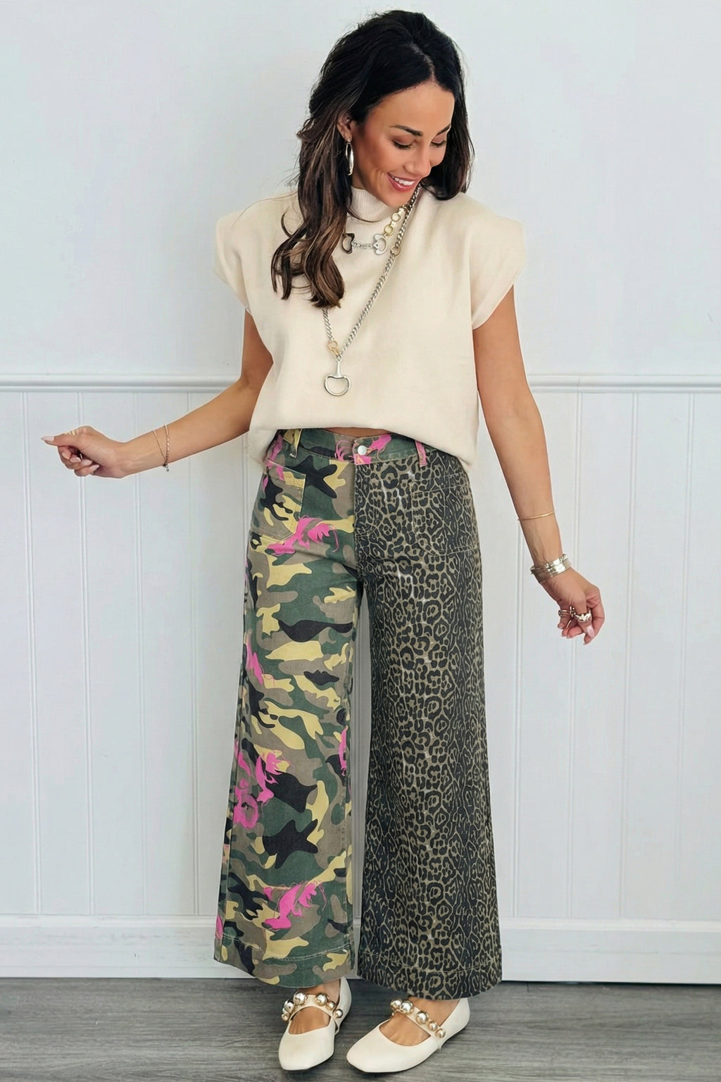 Abstract Camouflage Leopard Jeans