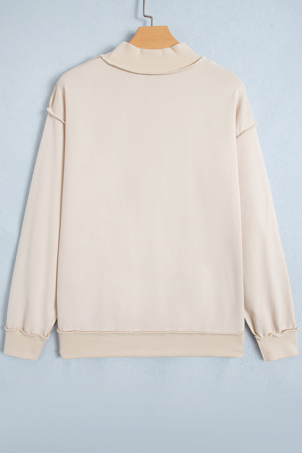 Beige CHRIST IS KING Embroidery High Neck Baggy Sweatshirt