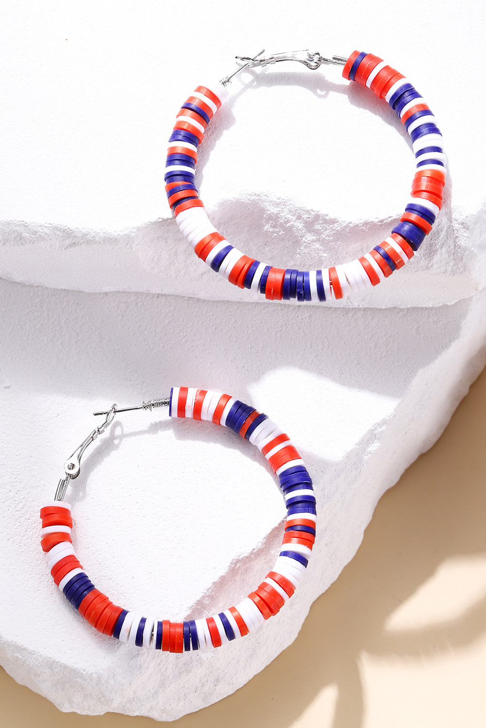 Fiery Patriotic Bead Hoop Earrings