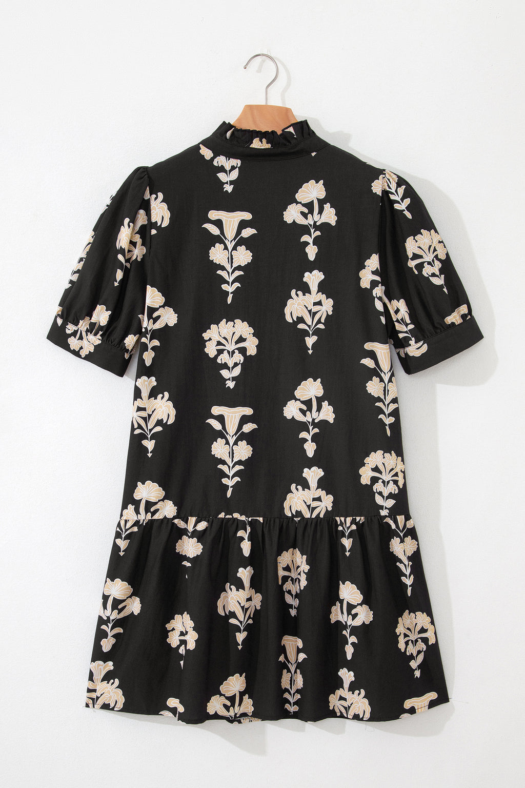 Black Frilled Floral Mini Dress