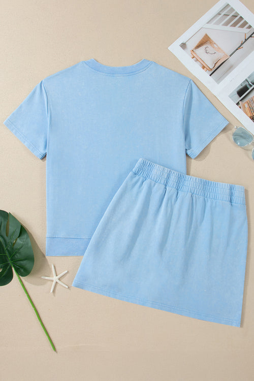 Beau Blue Mineral Wash Skort Set