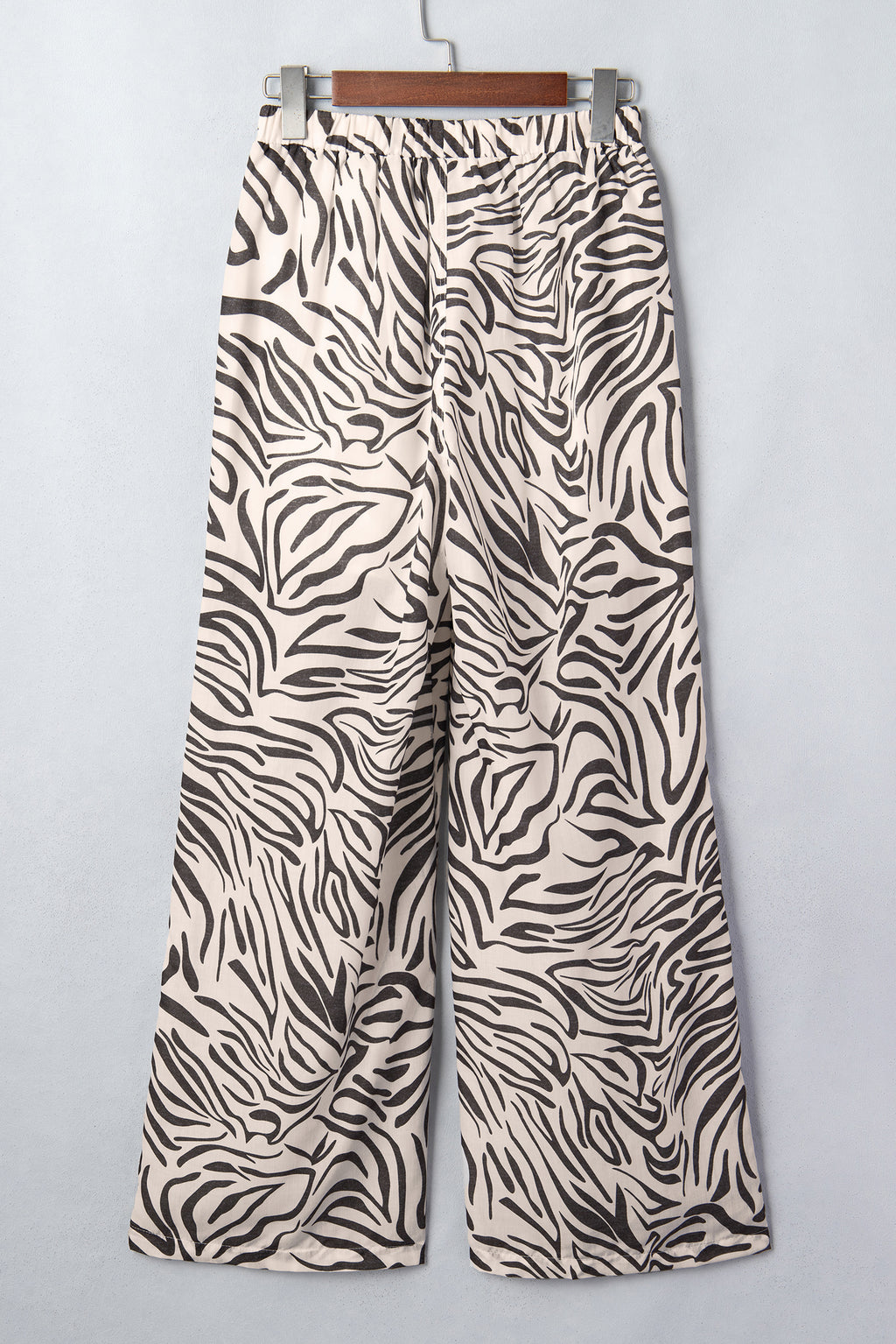 Multicolour Western Print Zebra Pattern Elastic Waist Pocket Full-Length Pants