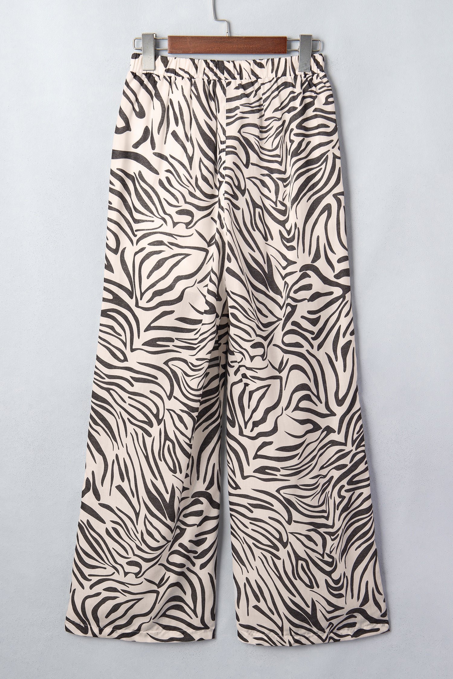 Multicolour Western Print Zebra Pattern Elastic Waist Pocket Full-Length Pants
