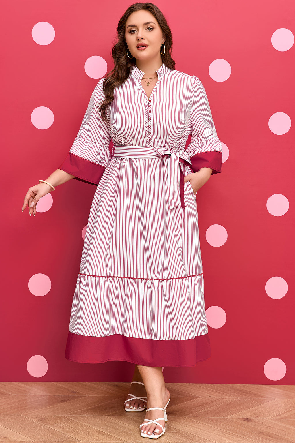 Sweetheart Stripe Midi Dress
