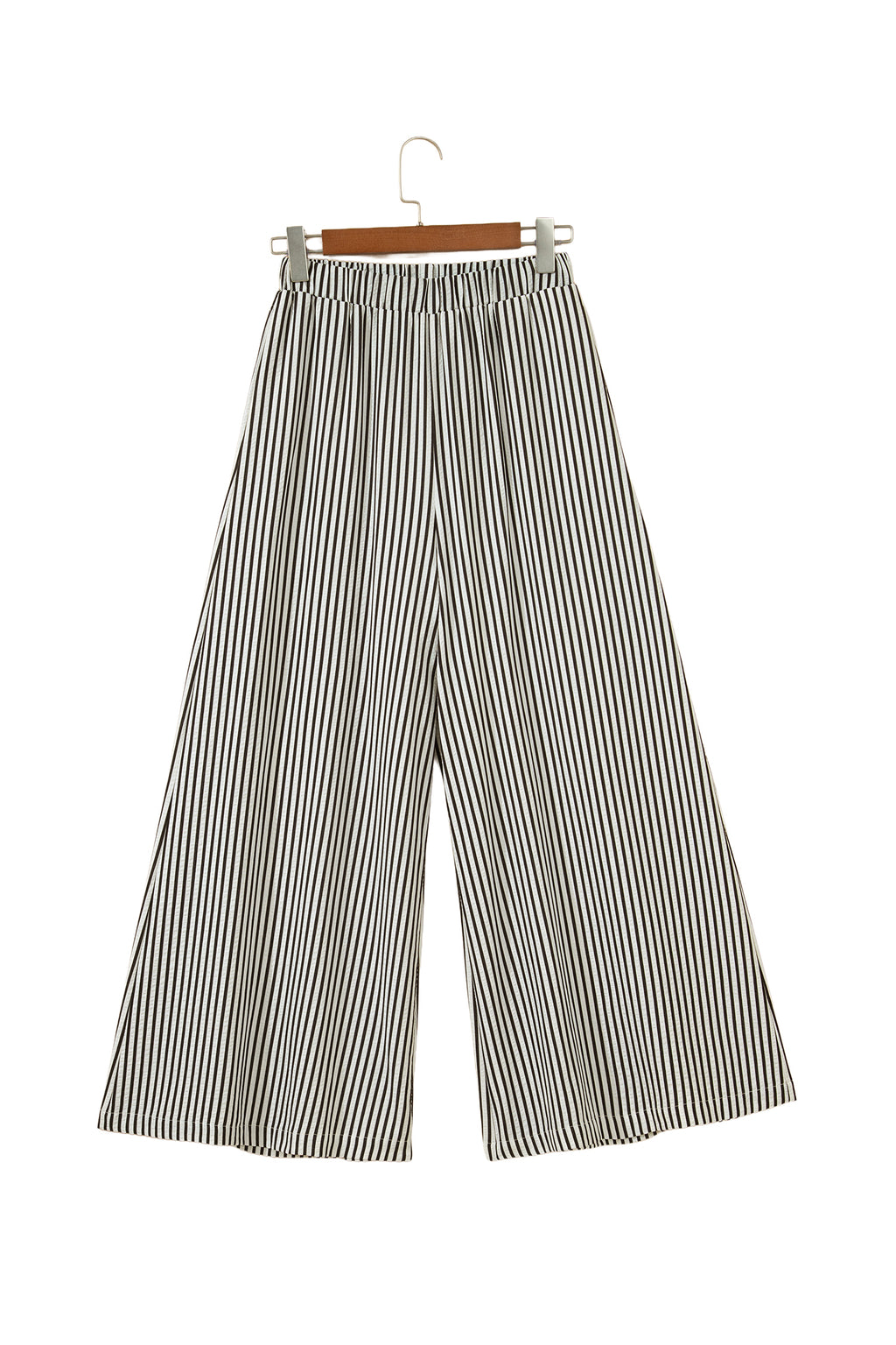 Black Stripe Elastic Waist Ultra Wide Leg Pants