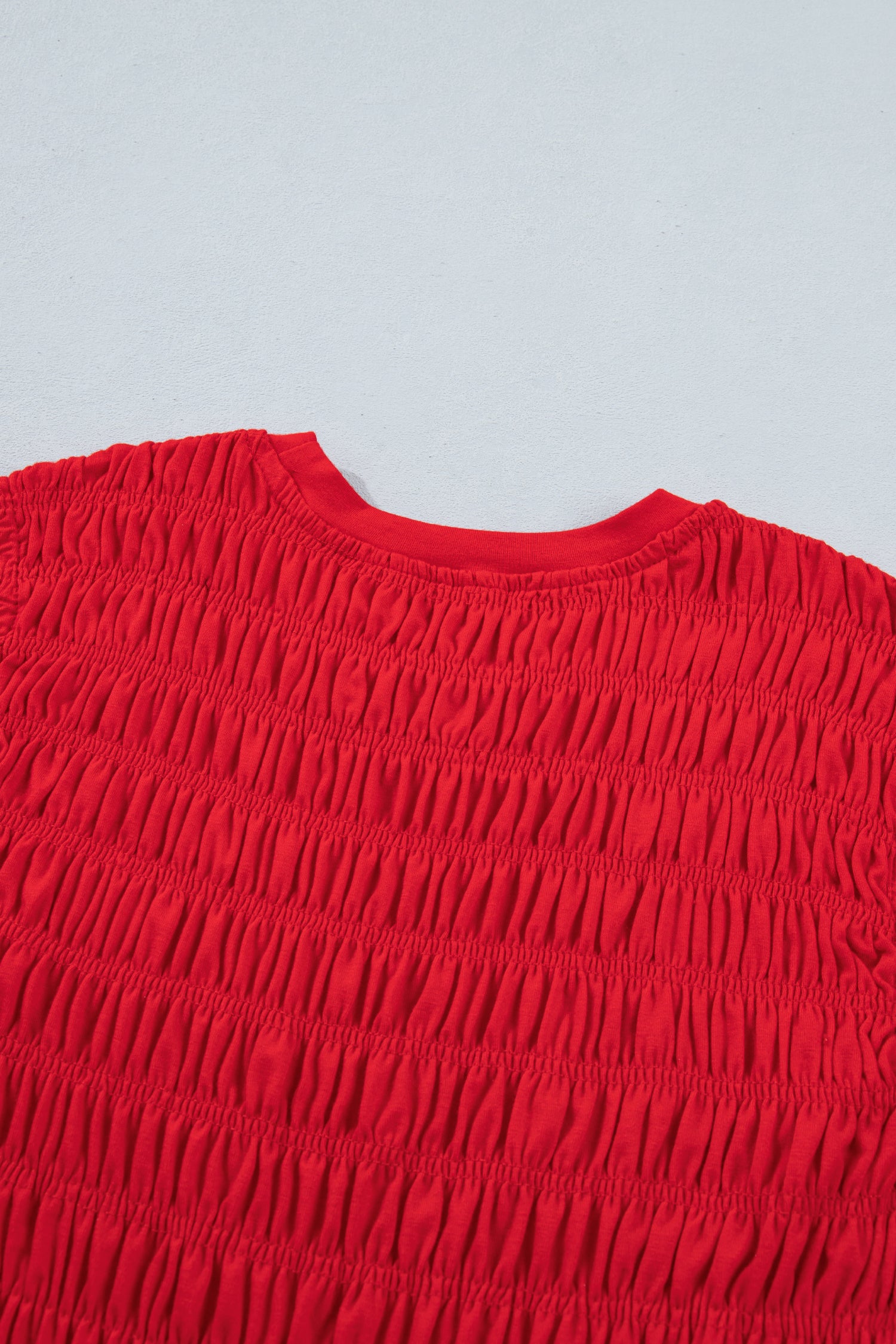 Fiery Red Shirred Slim Fit Ruffle Hem Tank Top