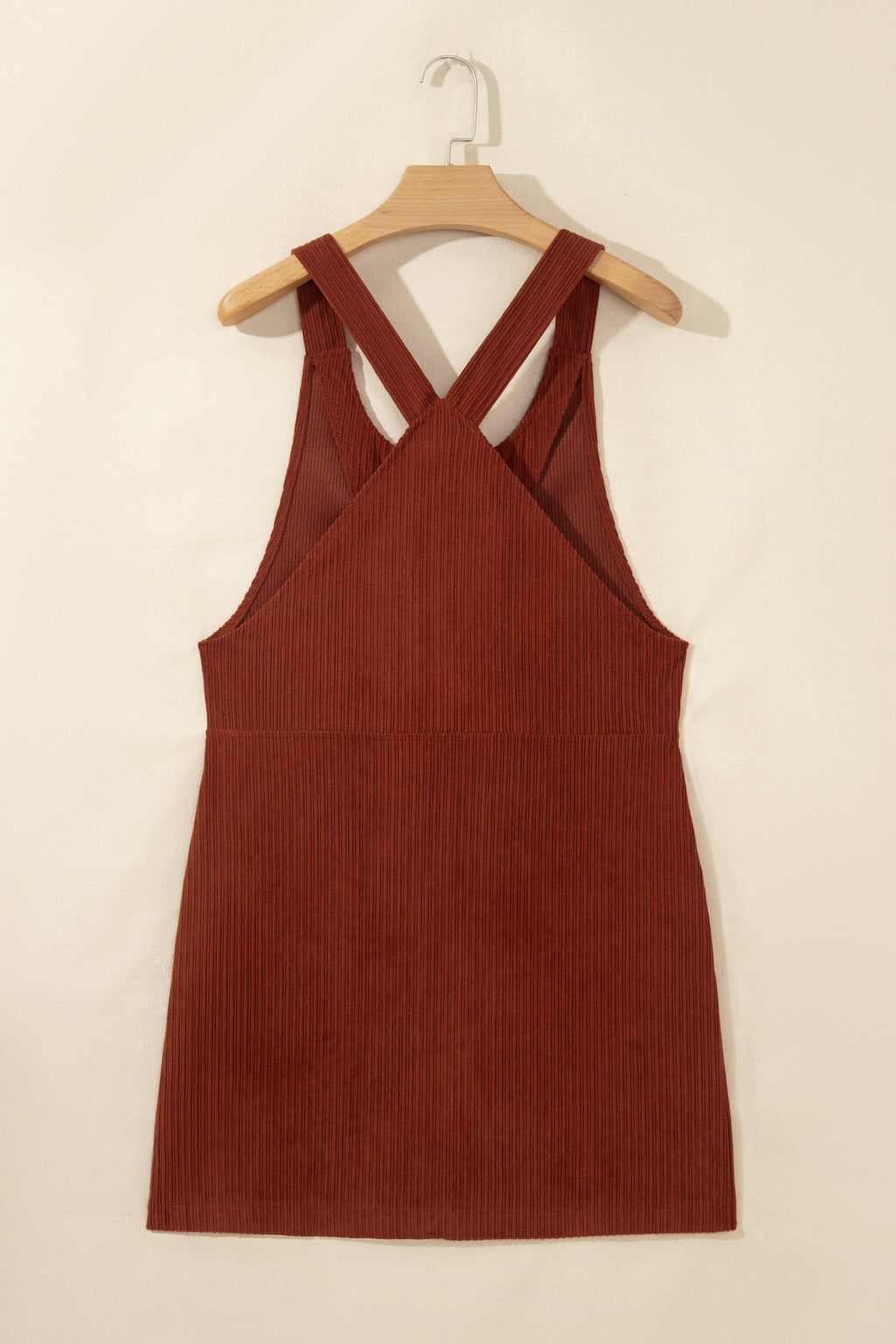 Clay Ribbed Corduroy Zip-Up Sleeveless Pocket Sheath Dress