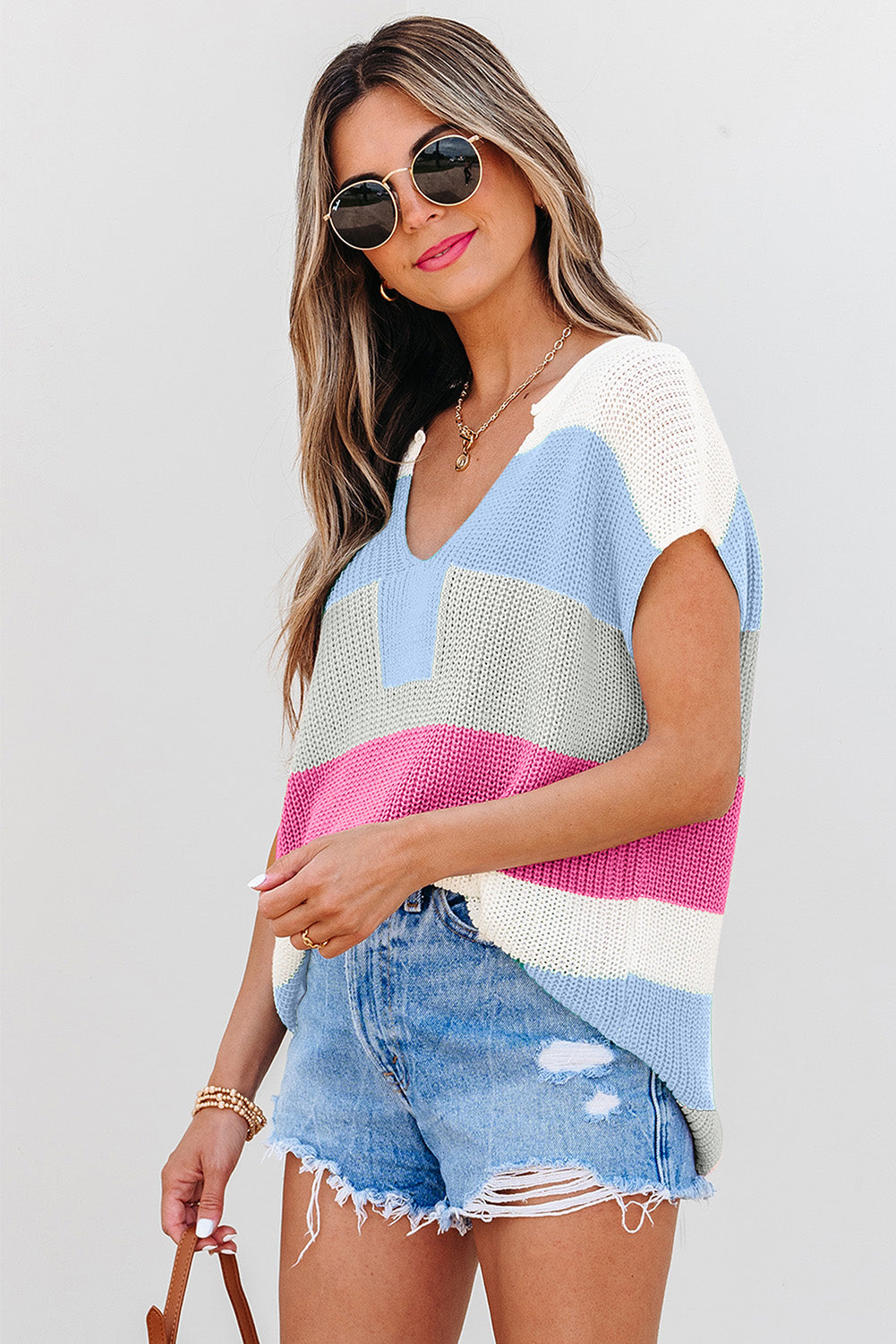 Soft Blue V Neck Sweater Shirt