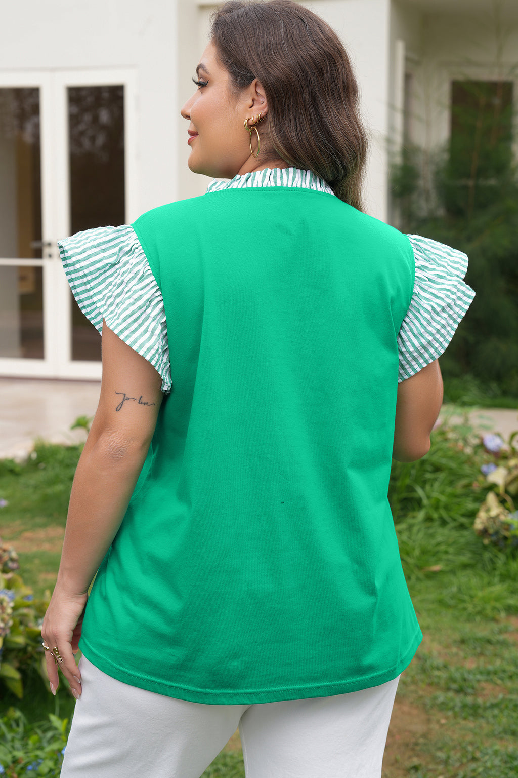 Garden Green Flutter Blouse